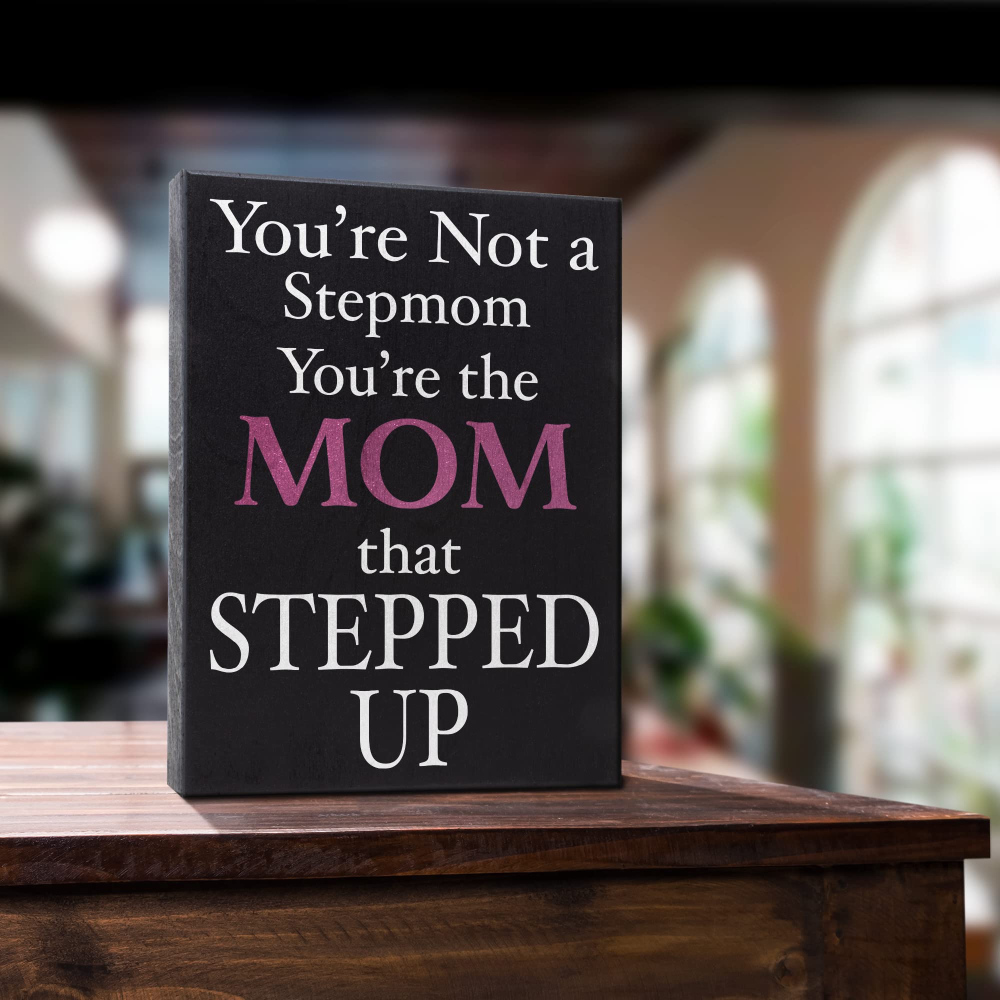 JennyGems Stepmom Gifts - Thoughtful Stepped Up Mom Mothers Day Present, Unique Bonus Mom Wall & Tabletop Decor with Heartfelt Quote | Perfect for Mother's Day, Housewarming & Special Occasions
