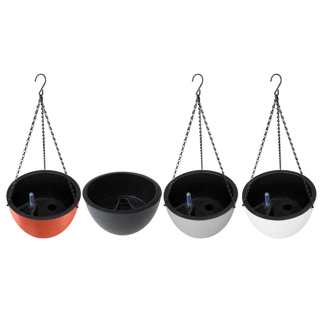 QUQUTWO 4 Colors Self Watering Hanging Planter with Chain & Water Level Indicator - White | Indoor/Outdoor Flower Pots for Balcony, Garden, Patio Decor