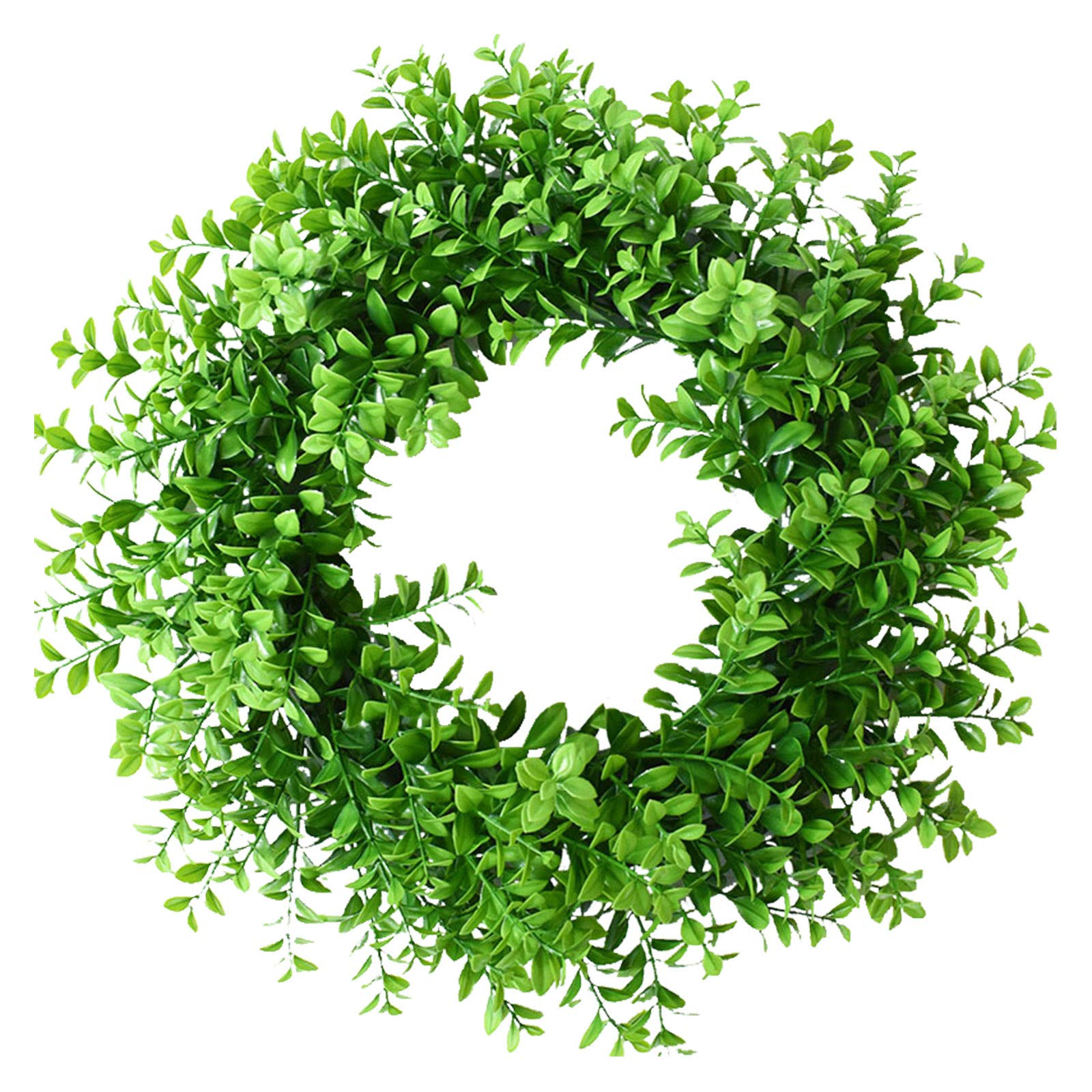 FABFEGU 19-Inch Artificial Wreath with Green Leaves & Red Berries - Faux Floral Door Hanging for Window Wall Home Decor - Perfect for Christmas, Thanksgiving, and Seasonal Front Door Decorations
