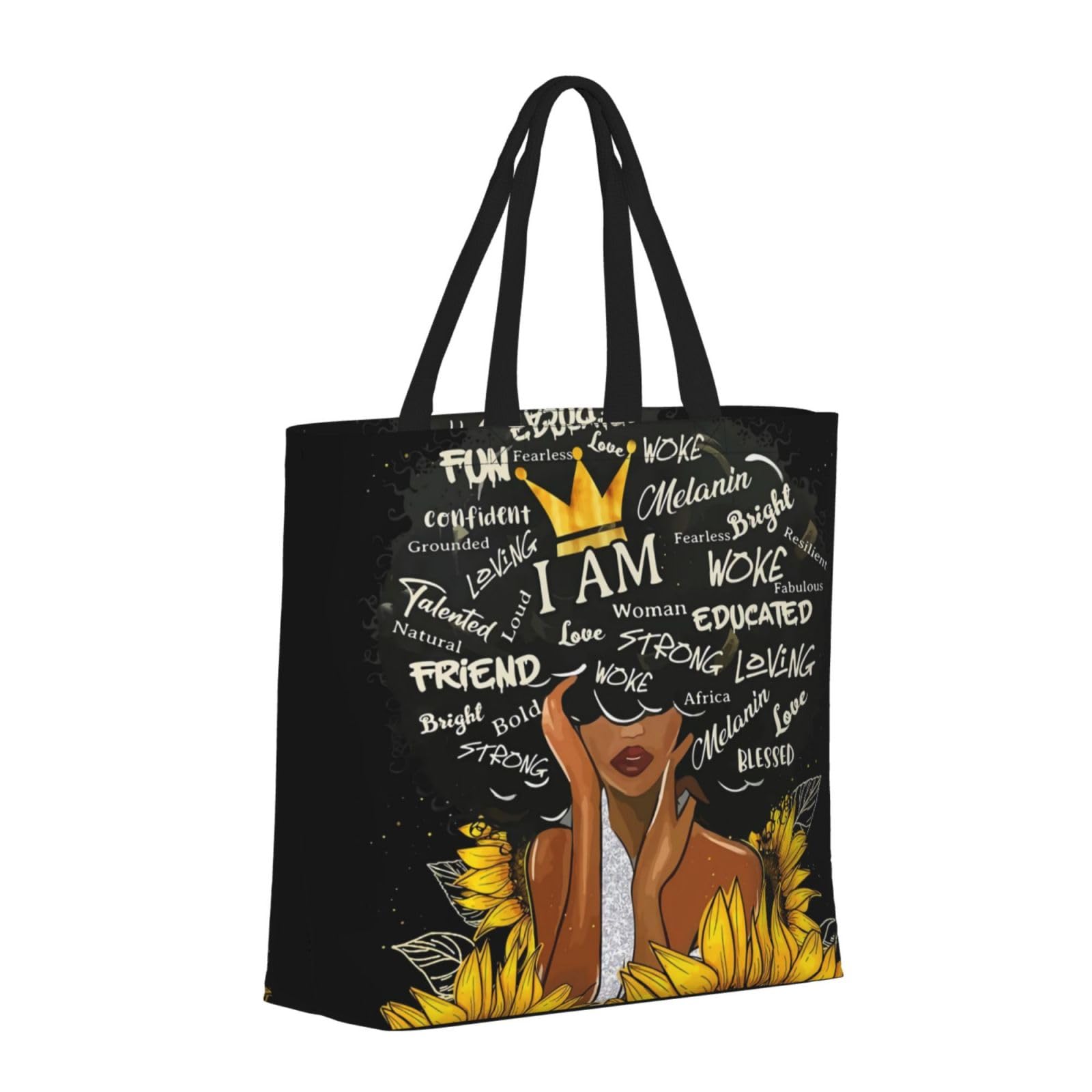 Stylish Black African Print Tote Bags for Women - Fashionable Reusable Shopping Bags - Perfect for Groceries, Beach Trips & Work Commutes