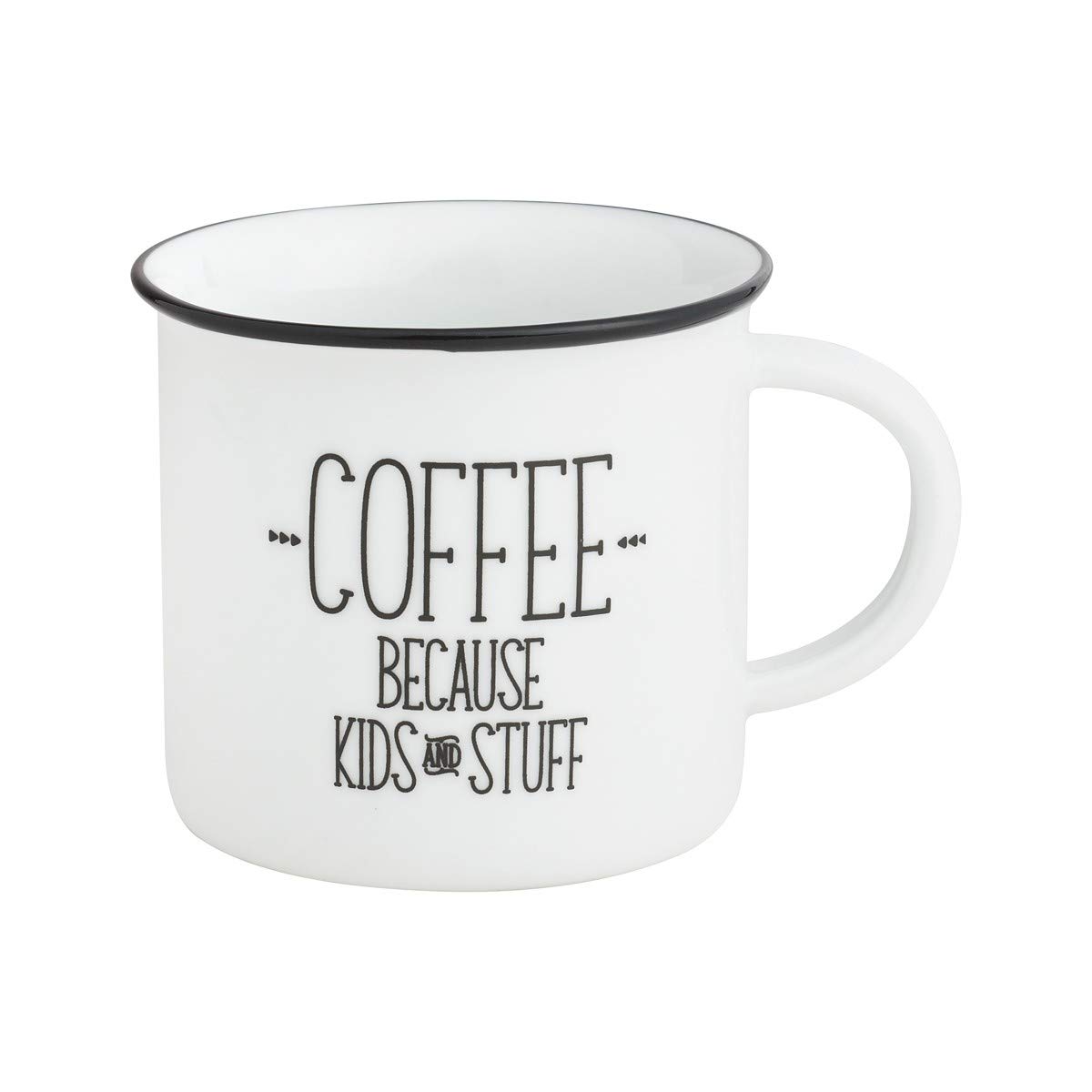Funny Coffee Mug 'Because Kids and Stuff' - 12oz Novelty Porcelain Cup for Parents, Teachers & Busy Moms - Perfect for Home, Office or Gift Giving