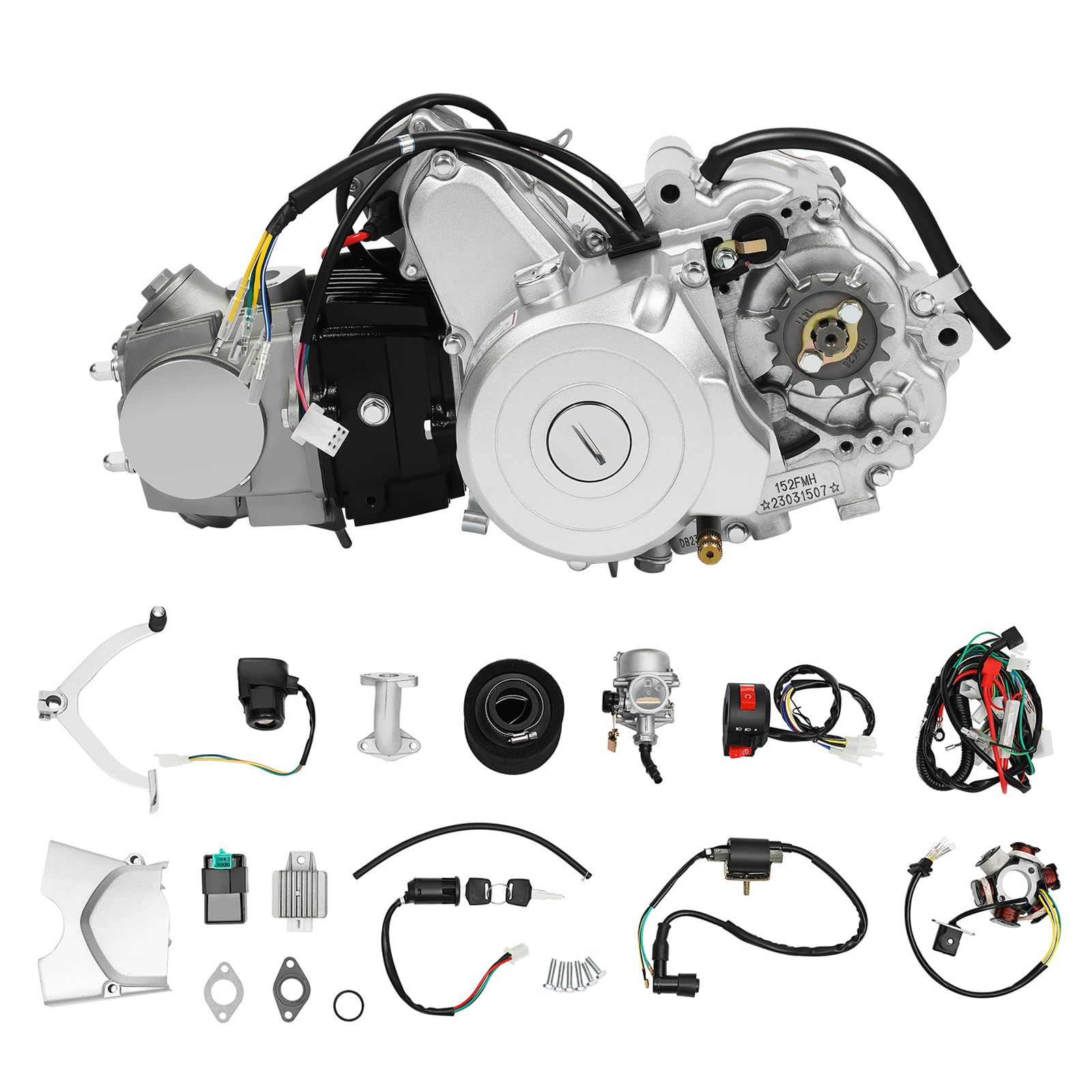 125CC 4-Stroke Semi-Auto 3-Speed Go Kart Engine Kit with Reverse & Electric Starter - Air-Cooled Single Cylinder Motor for Dirt Bikes, ATVs & Pit Bikes - Perfect for Off-Road Racing, Backyard Fun & DIY Projects