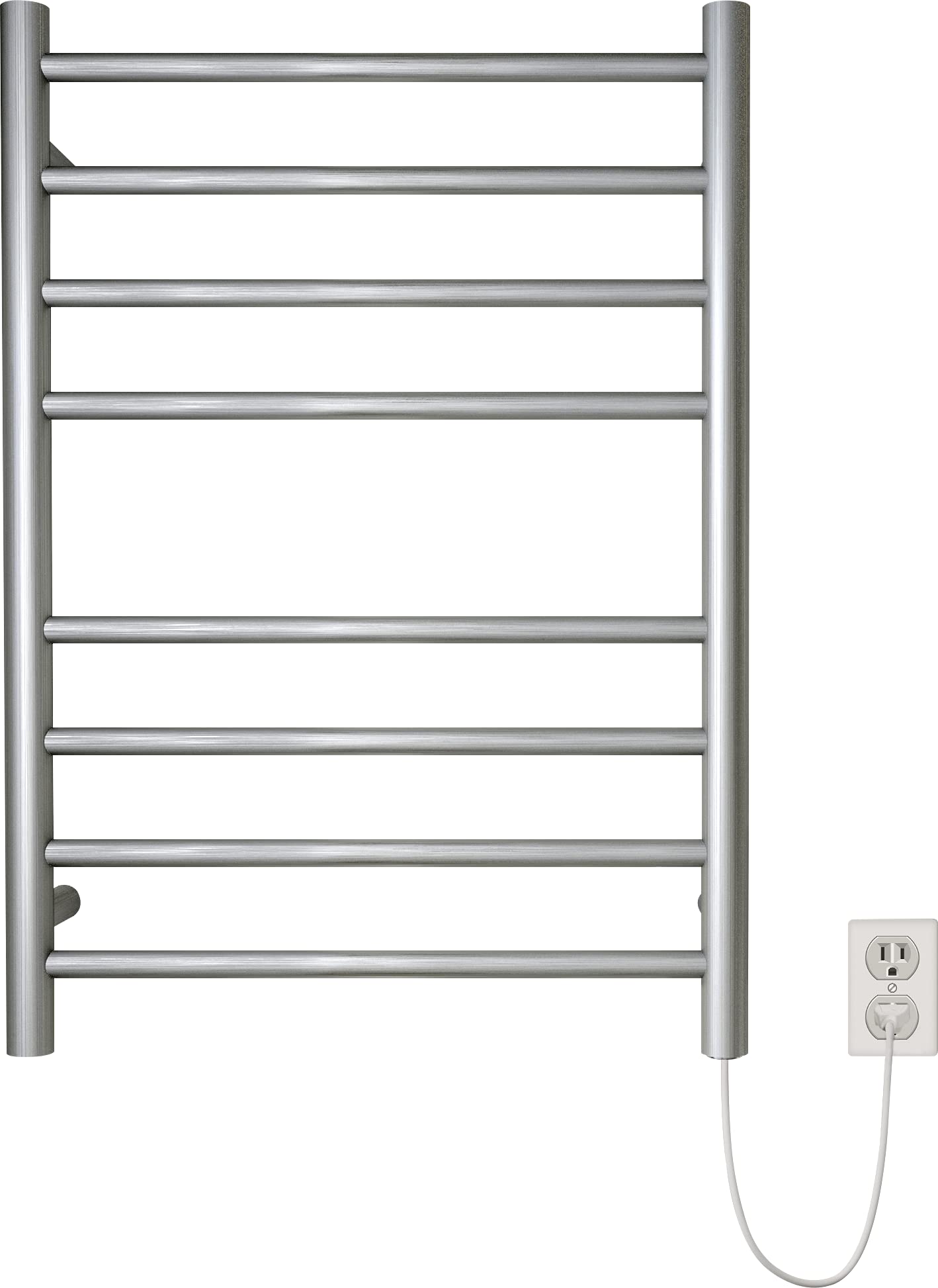 Brushed Nickel Electric Heated Towel Warmer - Wall Mounted Bathroom Towel Rack with 8 Stainless Steel Bars, 70W, 27.56x19.69x4.41 inches (ETW44-2) - Perfect for Spa, Luxury Bathrooms & Guest Room Towel Warming
