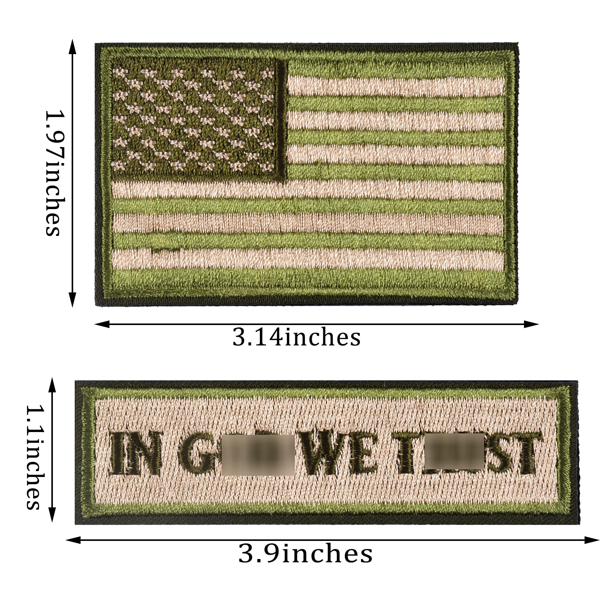 2 Pack 'In God We Trust' & USA American Flag Tactical Patches - Military Grade Hook & Loop Morale Patches for Vests, Backpacks, Hats - Perfect for Outdoor, Tactical Gear & Patriotic Display