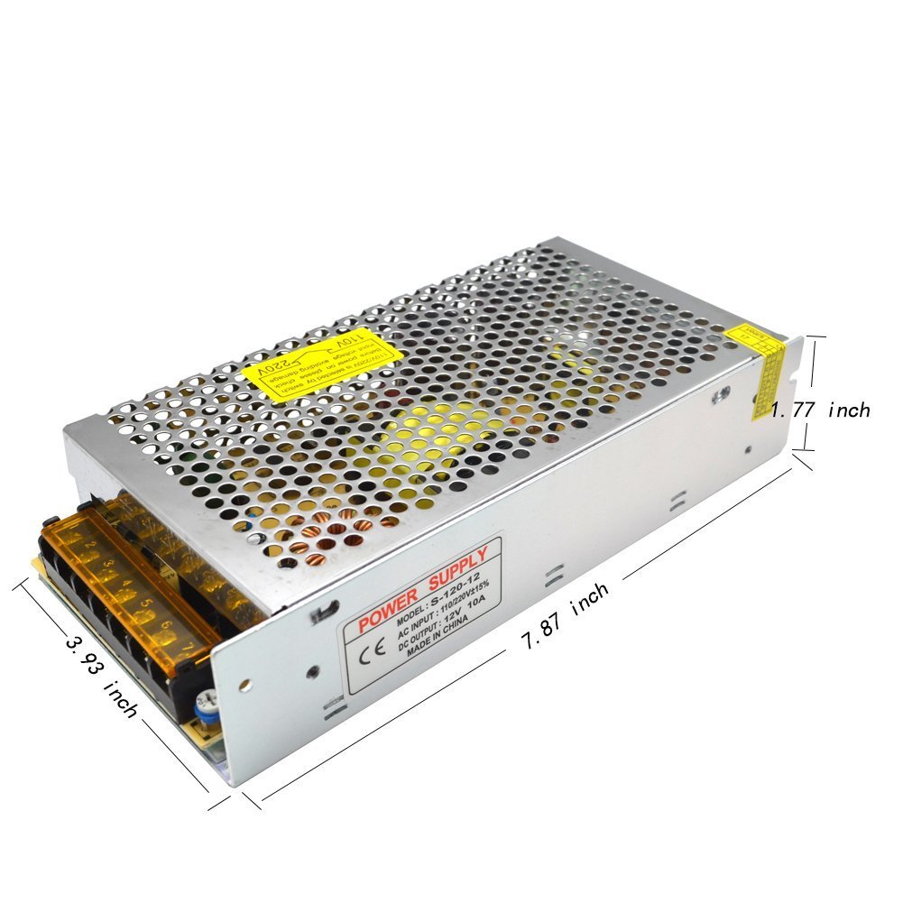 110V/220V AC to 12V DC 10A 120W Power Supply Adapter - LED Strip Lights, CCTV, Computer, Radio Power Converter | Indoor & Outdoor Use for Home, Office, Security Systems