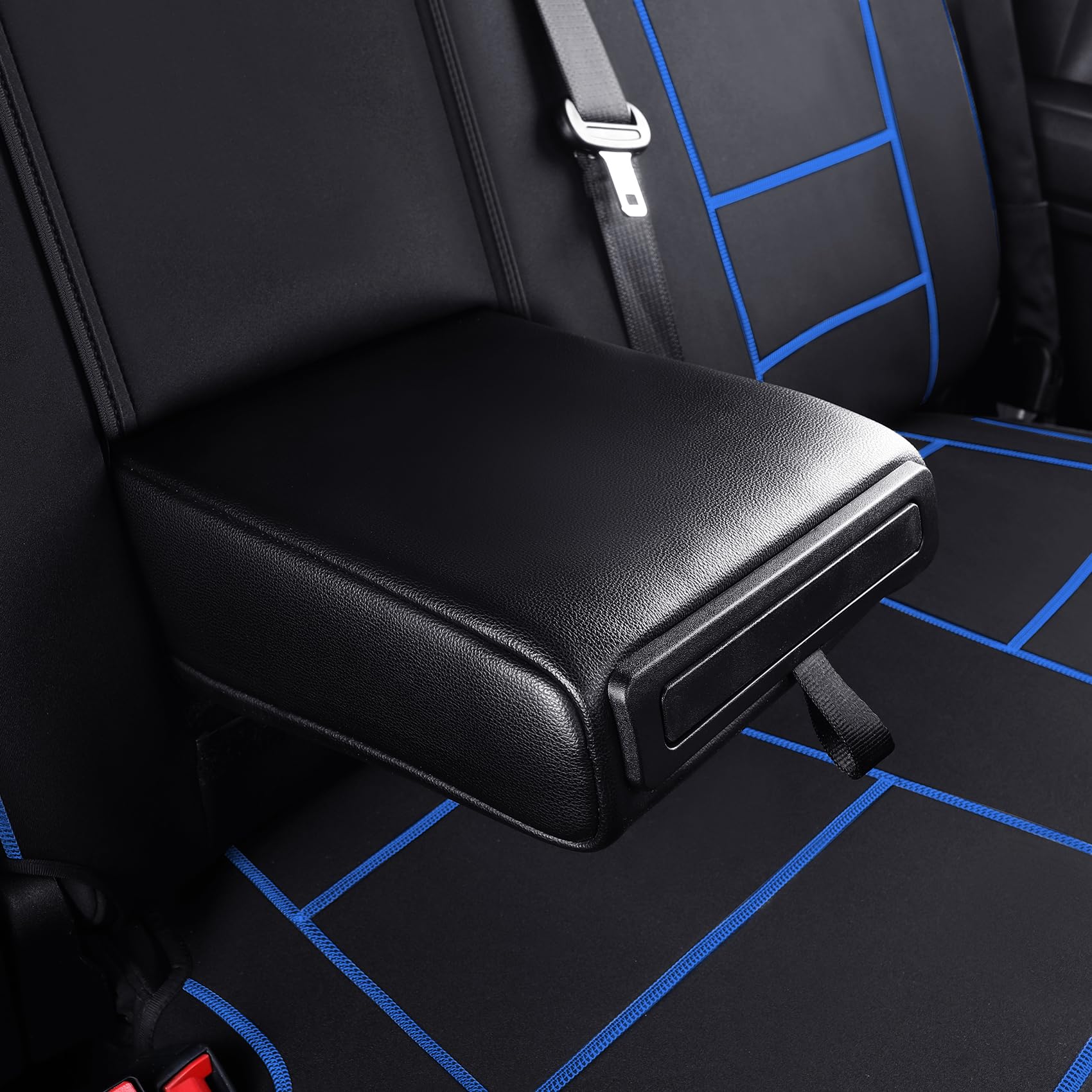 Waterproof Neoprene Front Car Seat Covers for 2015-2025 Ford F150 Crew Cab & 2017-2025 F250 F350 F450 Trucks - Durable Back Seat Protector (Blue & Black) | Perfect for Work Trucks, Off-Roading & Family Road Trips