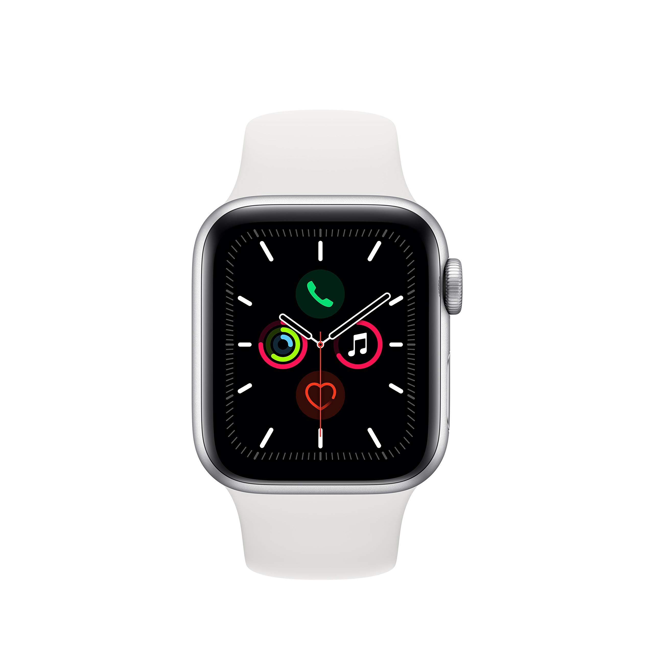 Apple Watch Series 5 (GPS, 40mm) - Silver Aluminum Case with White Sport Band - Certified Refurbished - Perfect for Fitness Tracking, Notifications & Everyday Wear