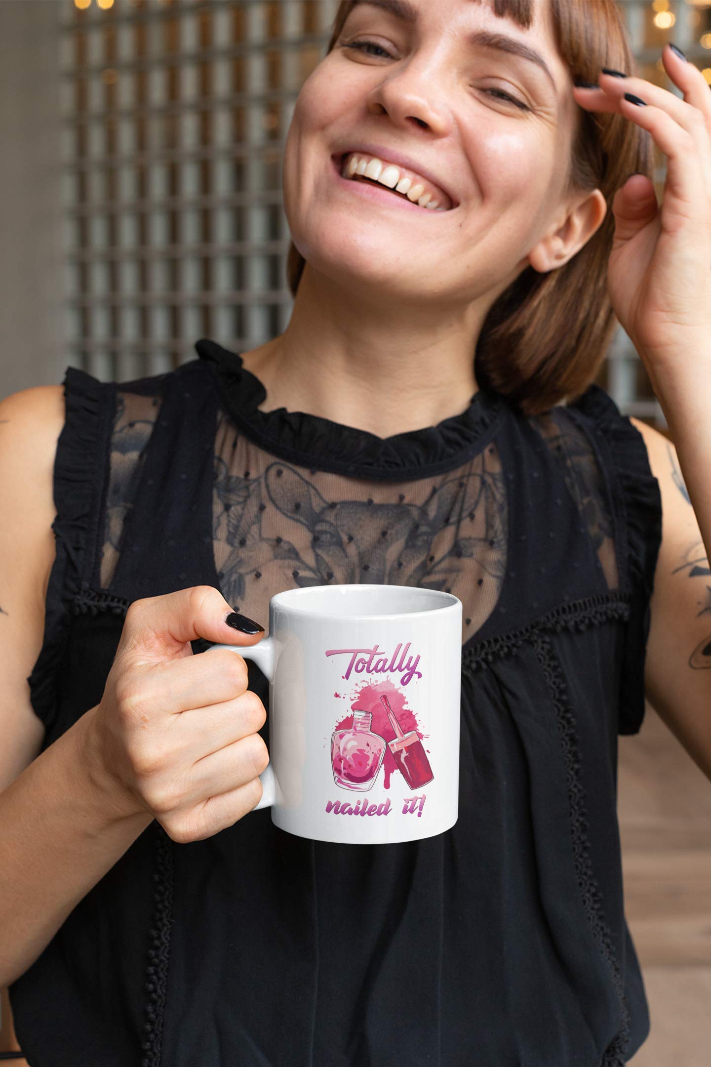 Funny Coffee & Tea Mug for Manicurists & Women - 'Totally Nailed It' Design - 15oz Ceramic Cup - Perfect Gift for Nail Technicians, Cosmetologists & Beauty Lovers - Great for Coffee Breaks, Salon Decor & Gift Giving