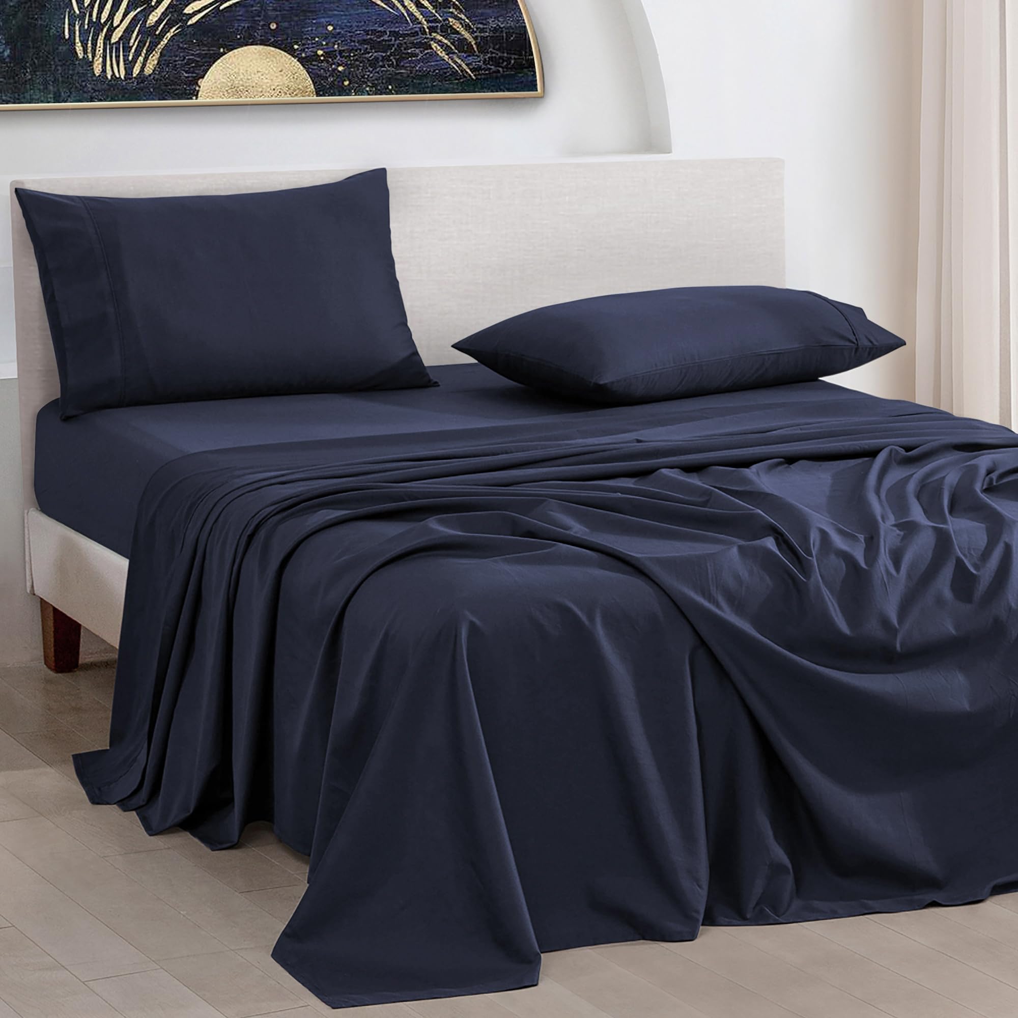 Premium 1000 Thread Count Egyptian Cotton King Sheet Set - 4 PC Luxury Sateen Bed Sheets, Ultra Soft & Breathable Long Staple Cotton, Fits 16