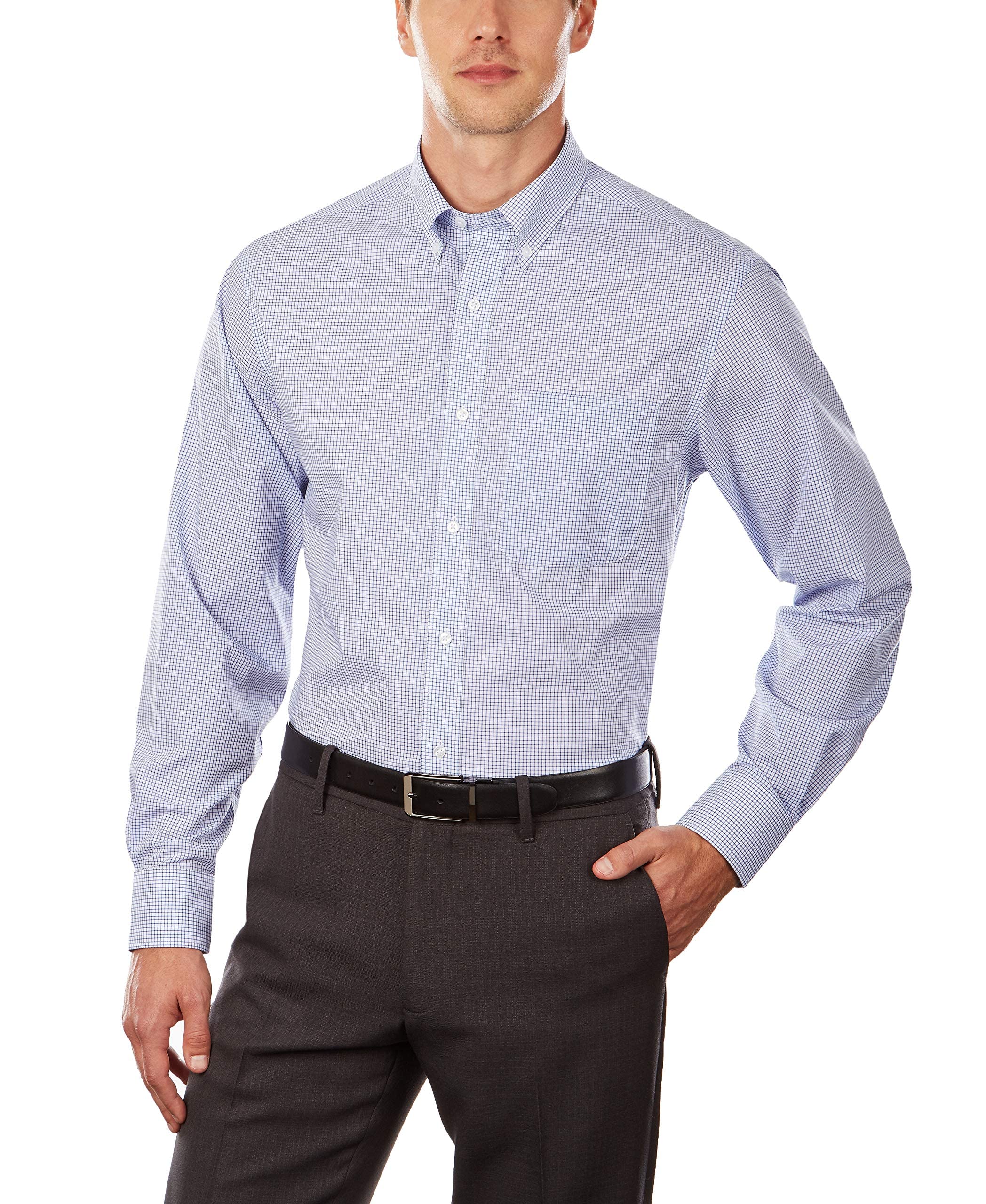 Tommy Hilfiger Men's Regular Fit Non-Iron Gingham Dress Shirt for Business Casual & Office Wear