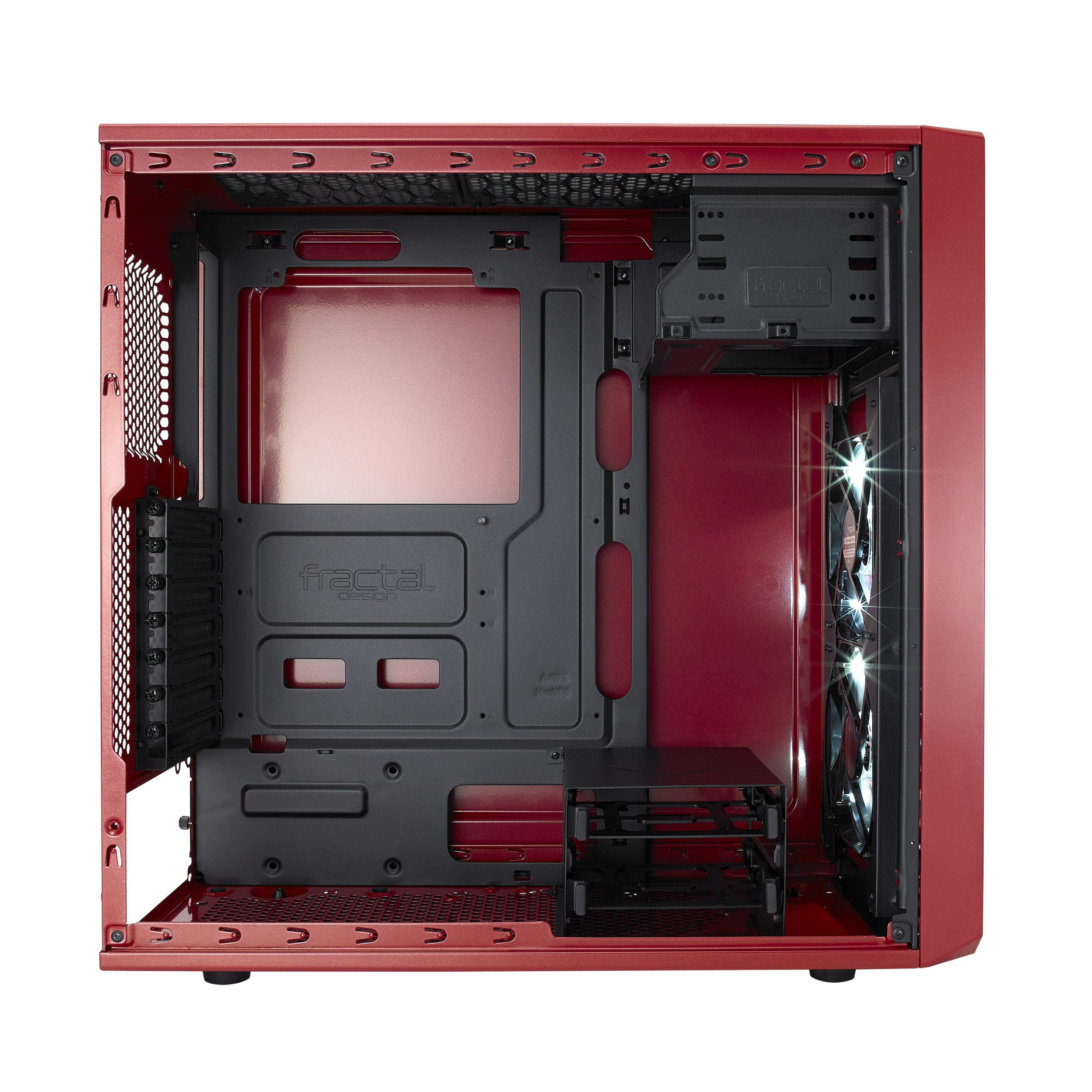 Fractal Design Focus G Mid Tower ATX Computer Case - High Airflow Gaming PC Case with 2X Silent LL Series 120mm White LED Fans, USB 3.0 & Window Side Panel (Red) - Perfect for Gaming Rigs & High-Performance PC Builds