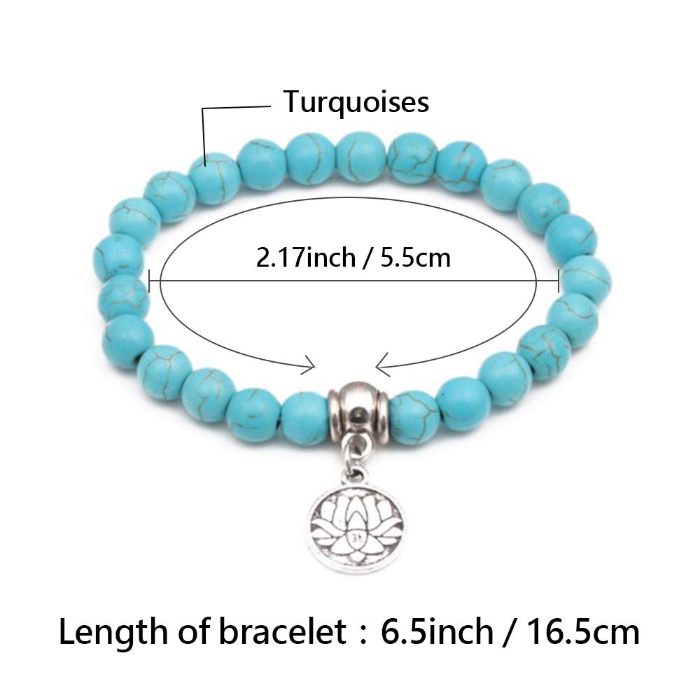 Turquoise Beaded Stretch Bracelet for Women & Men - Handmade Elastic Blessing Jewelry - Perfect for Yoga, Meditation & Boho Fashion Accessories
