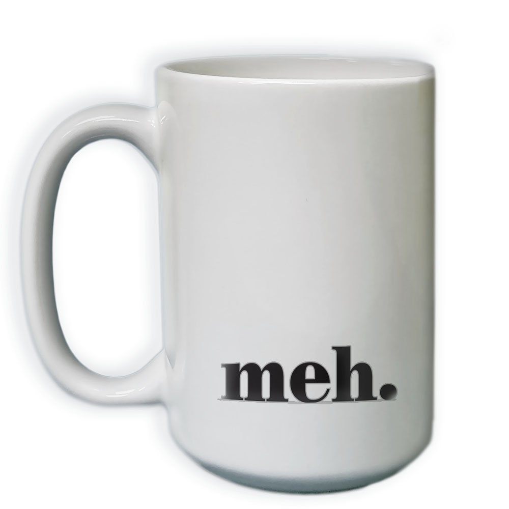 Holmes Stamp & Sign Meh Coffee Mug - Funny Novelty Coffee Cup for Office & Home Use | Great Gift for Coffee Lovers & Coworkers | Perfect for Work Desks, Break Rooms & Relaxing Mornings