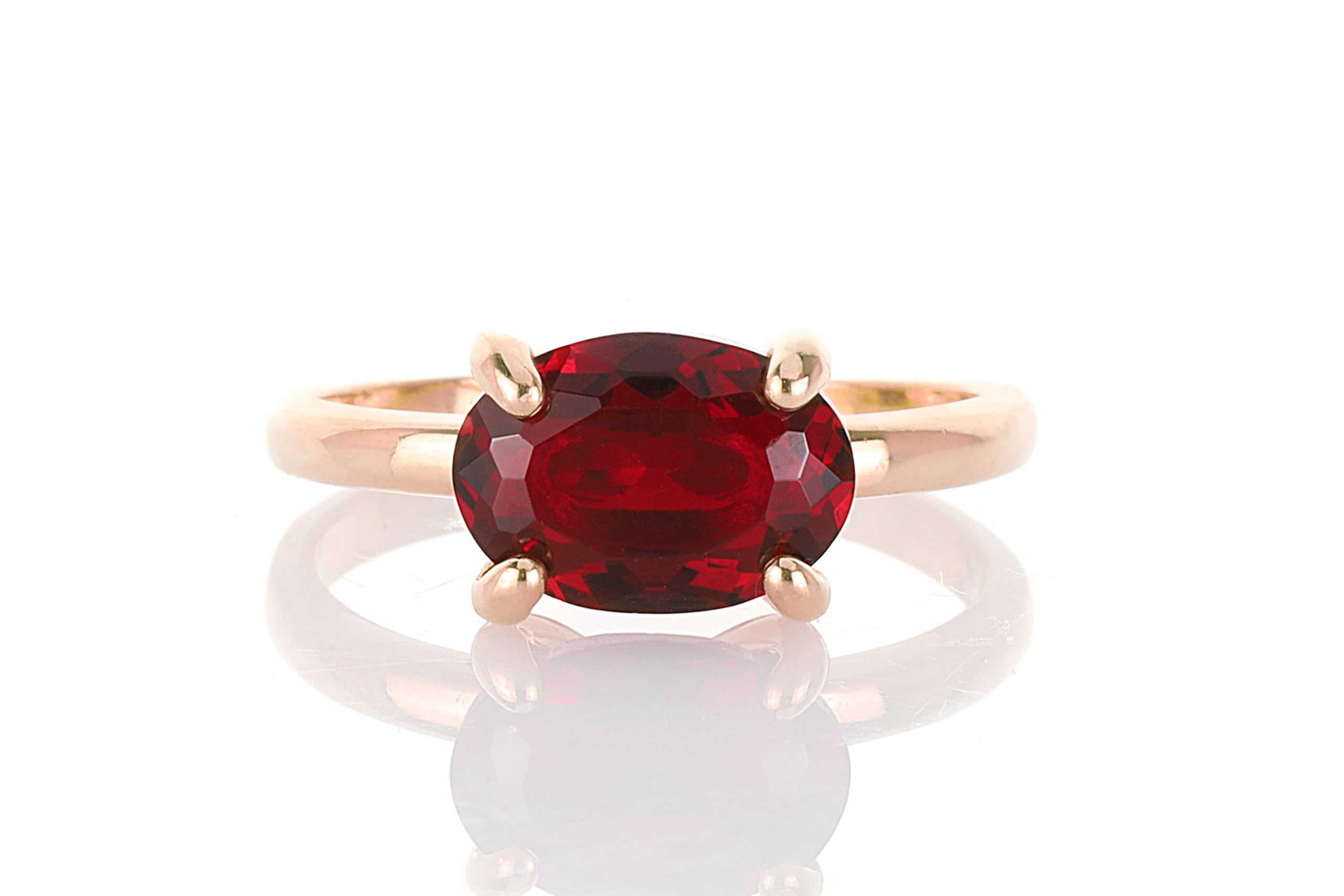 Garnet Jewelry Ring for Women - Handmade Rose Gold Wedding Band, Birthstone & Gemstone Fashion Ring - Elegant Gift Box Included - Perfect for Bridal, Anniversary & Special Occasions