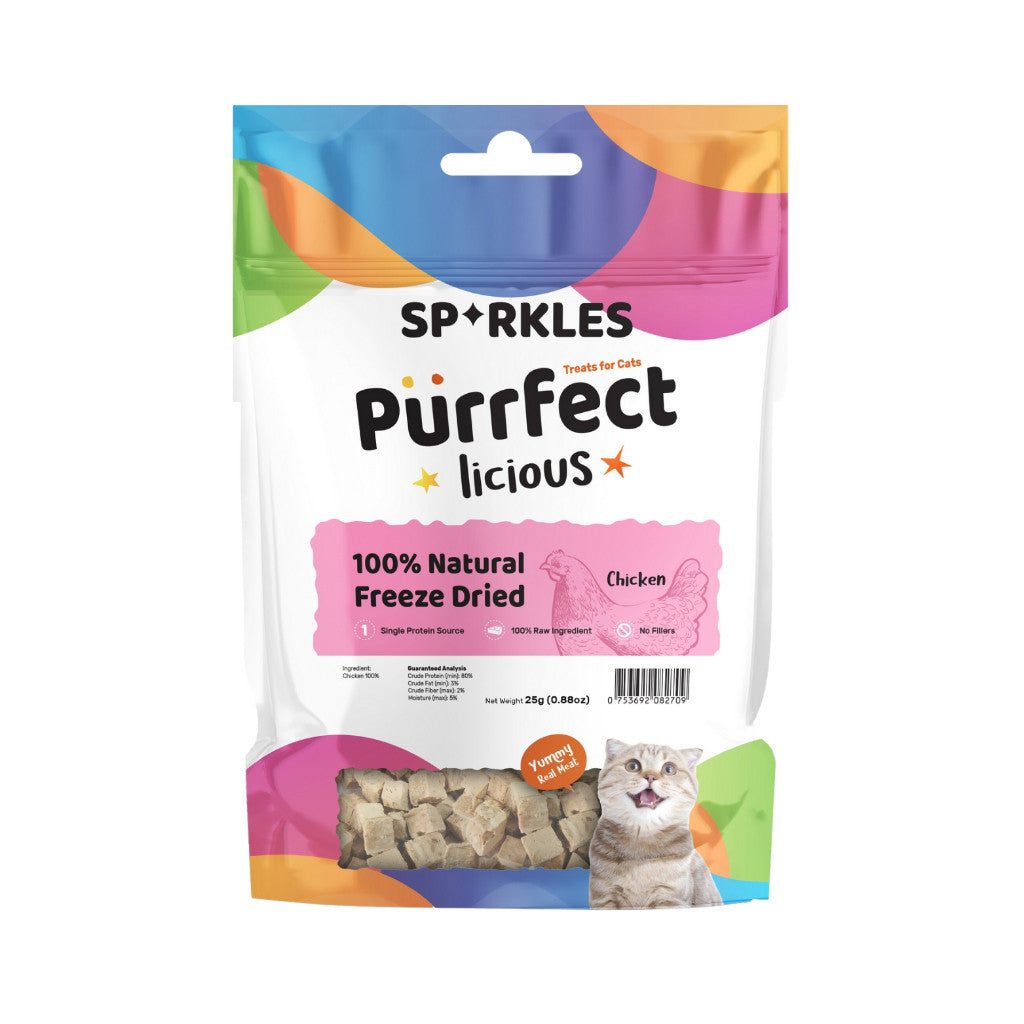 Sparkles Purrfectlicious Cat Treats - Crunchy & Creamy Bites with Real Meat, 12 Natural Flavors, Freeze-Dried & Grain-Free | Perfect for Training, Rewards & Snack Time