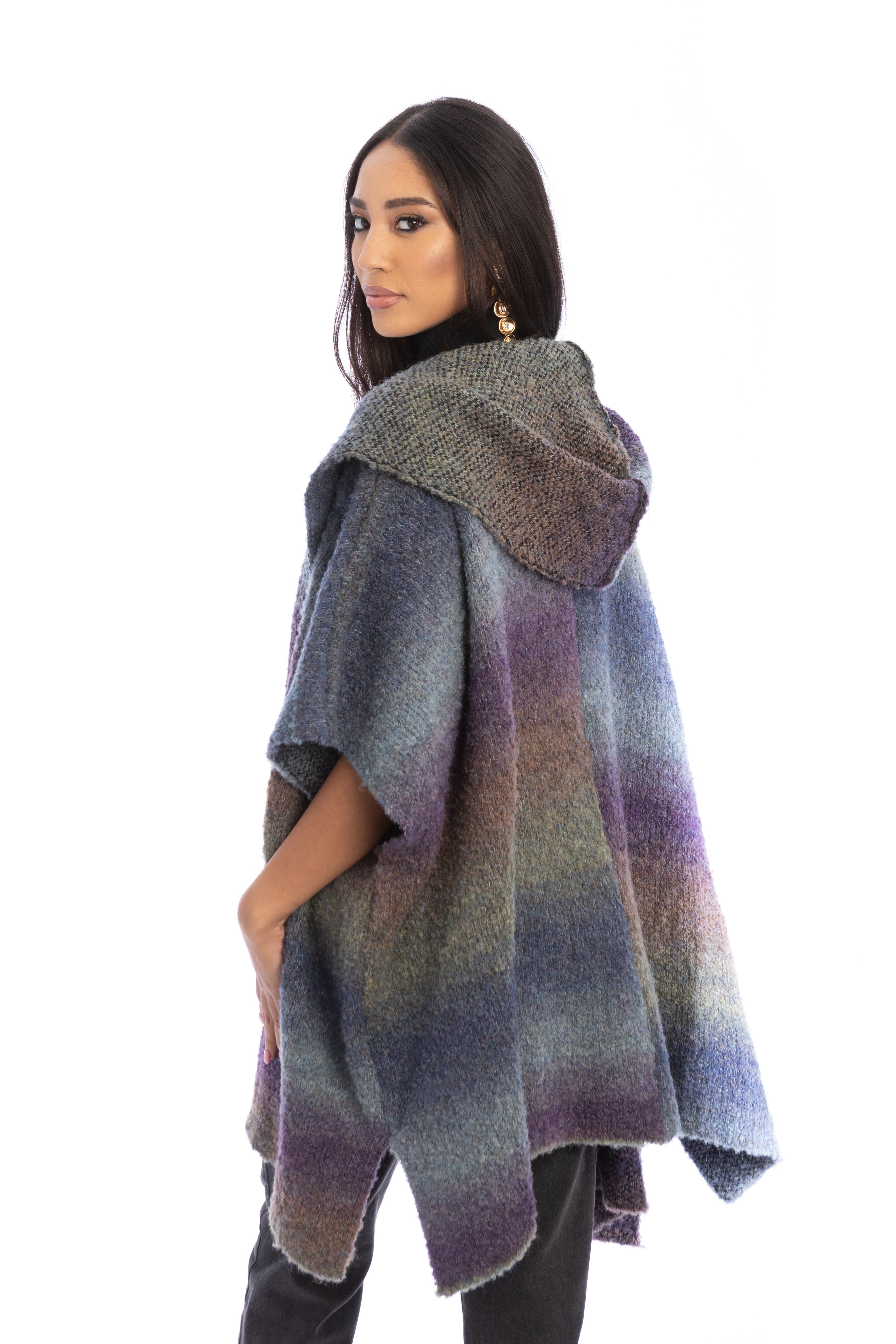 Stylish Hooded Kimono with Multicolor Gradient - Perfect for Loungewear, Yoga, and Beach Cover-Up