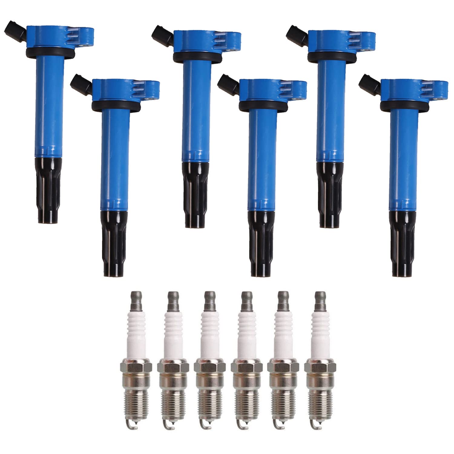6-Pack ENA Blue Ignition Coil & Spark Plug Set 3.5L V6 Compatible with Lexus Toyota Avalon Highlander Camry RAV4 Sienna Venza RX450h ES350 IS350 2006-2016 - Replaces UF487 90919A2002 90919A2007 5325 - Perfect for Engine Tune-Up & Performance Enhancement