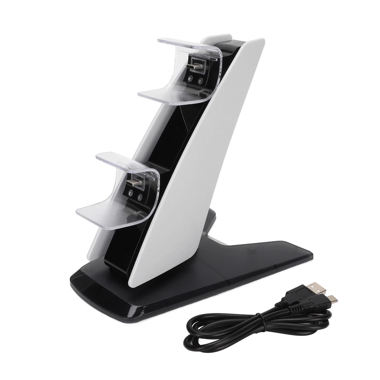 TOTITOM Wireless Charging Station for PS5 Controller - Dual Port Fast Charging Dock with Ambient Light, Compatible with PlayStation 5 Accessories (White) - Perfect for Gaming Setup & Nighttime Play