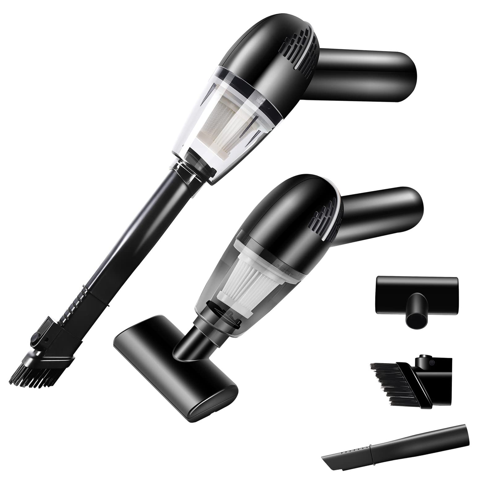 Wireless Car Vacuum Cleaner - Portable Handheld Vacuum with Strong Suction for Auto Interior Detailing, Home & Office Use - Mini Car Accessories Kit (Black)