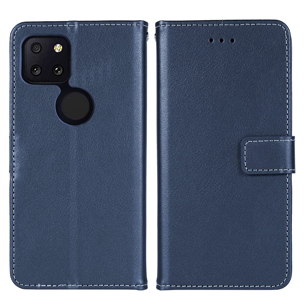 Premium Leather Wallet Case for T-Mobile Revvl 5G (T790W) - Flip Cover with Card Holder, Wrist Strap & Kickstand | Compatible with TCL Revvl 5G | Perfect for Daily Use, Travel & Hands-Free Viewing (Blue)