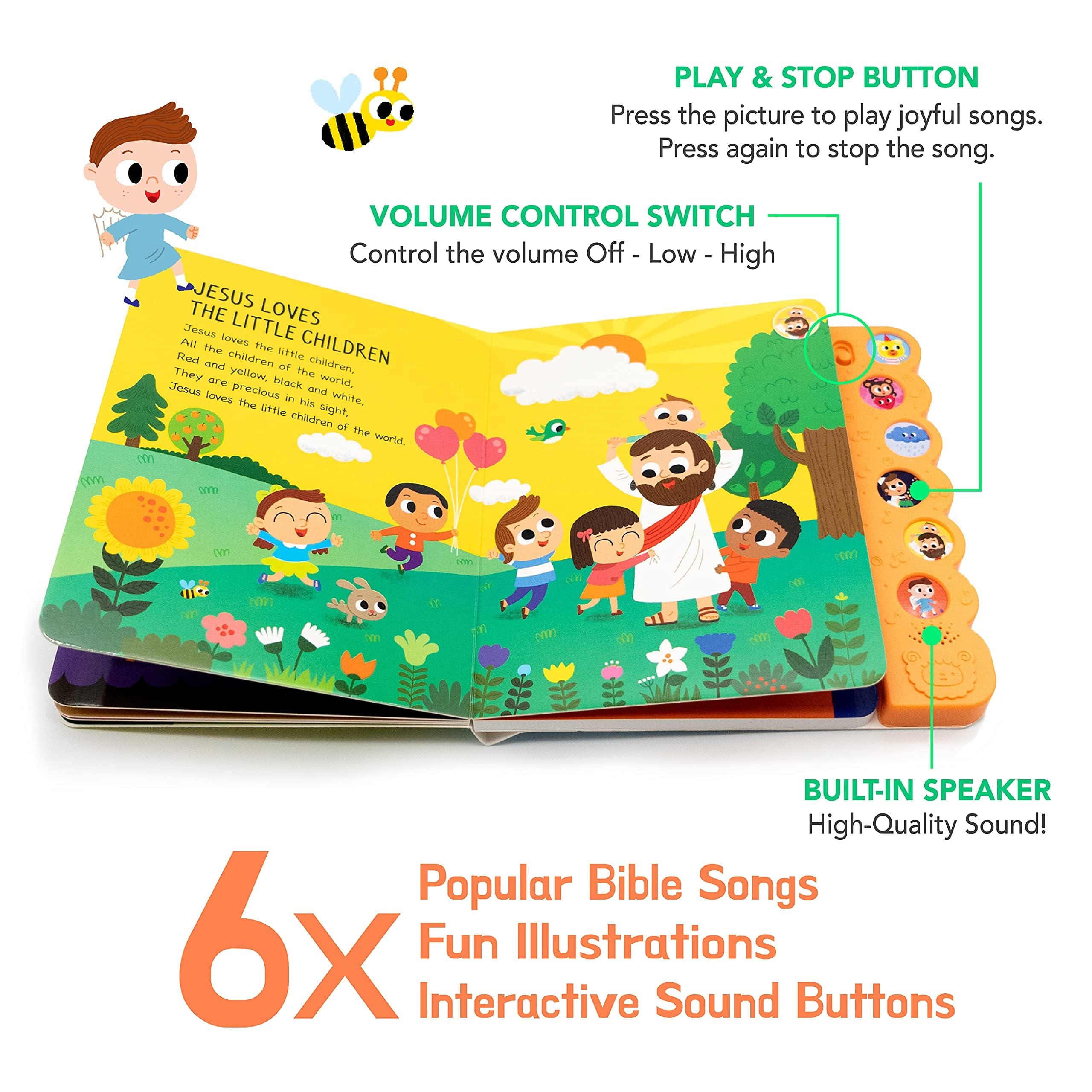 Christian Sound Books for Toddlers 1-3 - Bundle of 2 Interactive Bible Story Books with 12 Songs & Illustrations | Musical Learning Toys for Kids, Baptism Gifts for Boys & Girls - Perfect for Sunday School, Bedtime Stories & Faith-Based Early Education