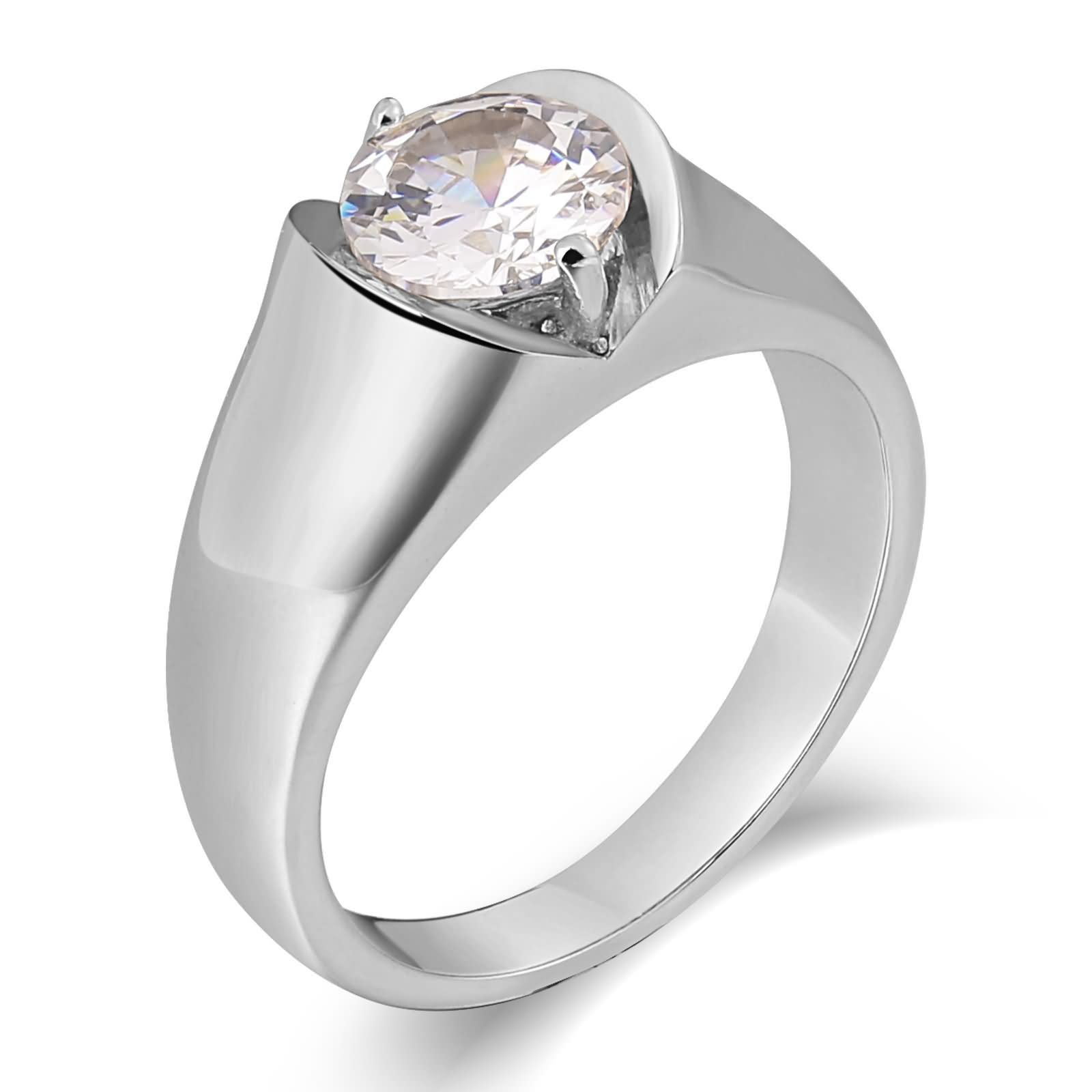 Daesar 10MM Stainless Steel Men's Cubic Zirconia Ring - Gold/Silver Retro Wedding Band (Size 4-12) - Durable & Hypoallergenic Jewelry for Gifts, Anniversaries & Everyday Wear