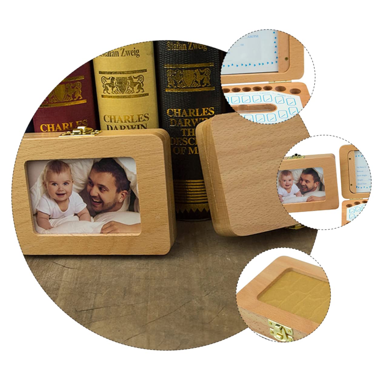 VICASKY Wooden Baby Teeth Keepsake Box - Handcrafted Memory Box for First Tooth, Newborn Keepsakes & Tooth Fairy Gifts for Boys and Girls - Perfect for Baby Showers, Christenings and Childhood Milestones