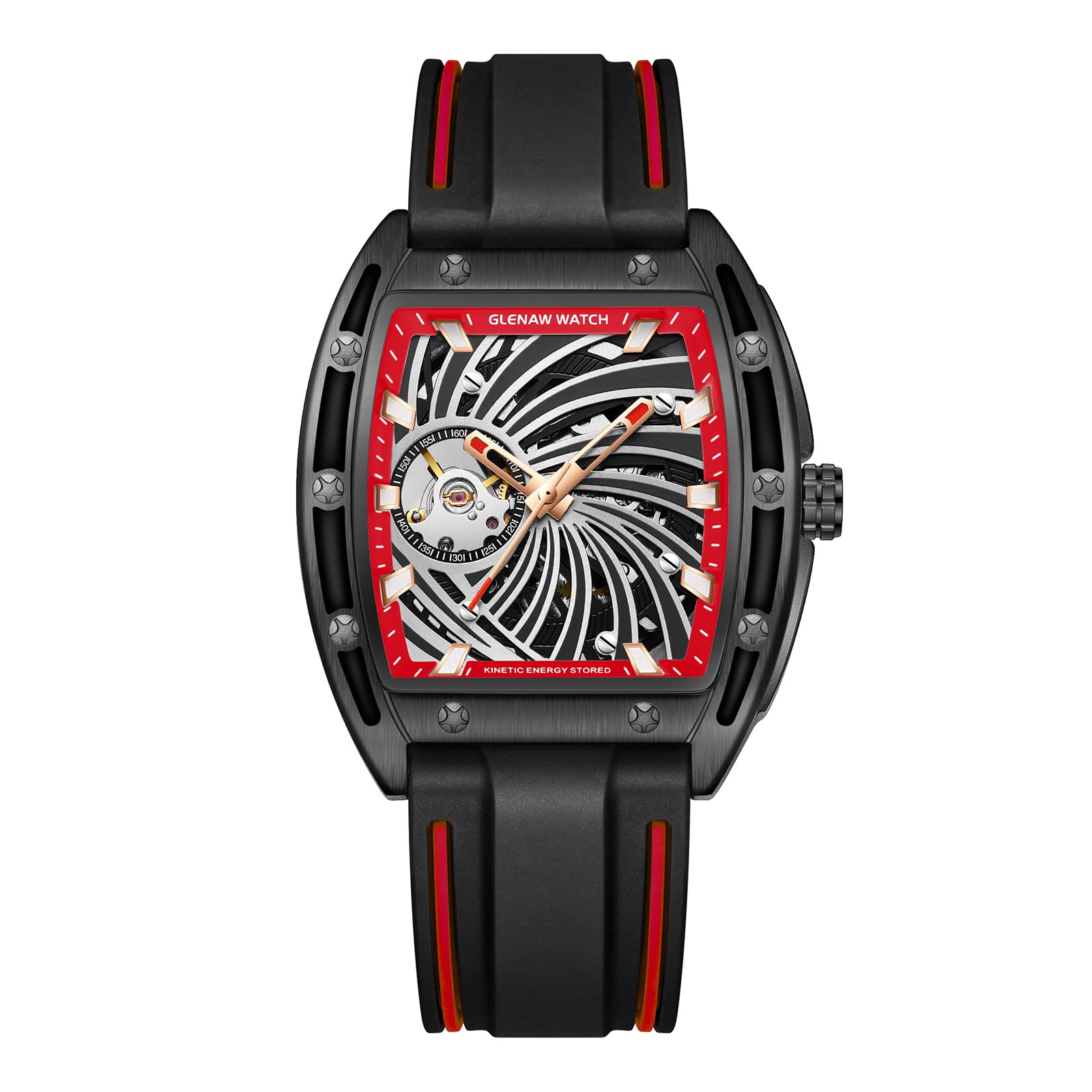 GLENAW Men's Automatic Skeleton Mechanical Watch - Waterproof Leather Band Square Watch for Men | Perfect for Business, Casual & Formal Occasions