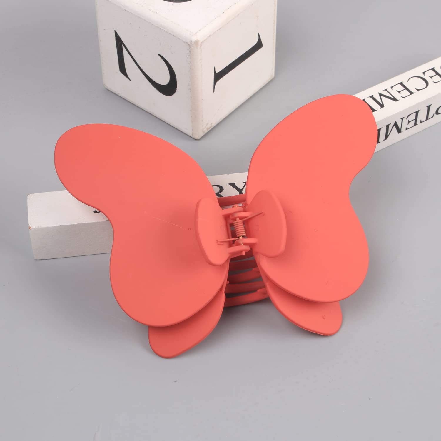 Large Hair Clips for Women with Thick Hair - Matte 6 Inch Jumbo Claw Clips for Strong Hold - Hair Styling Accessories (Deep Pink, Orange Red) - Perfect for Updos, Ponytails & Everyday Hairstyles