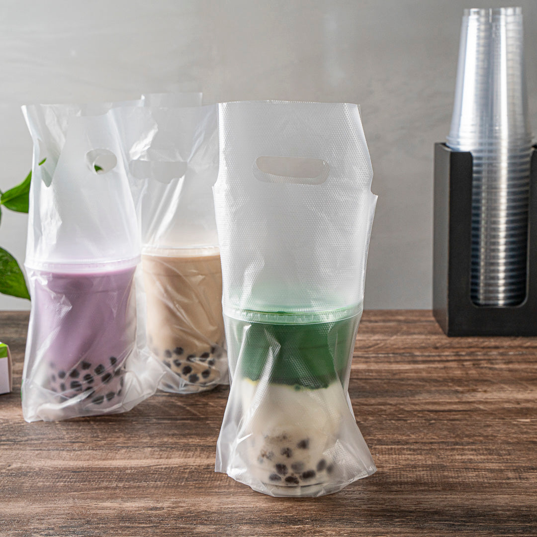 Clear Plastic Drink Carrier Bag - Holds 1 Cup (6.25