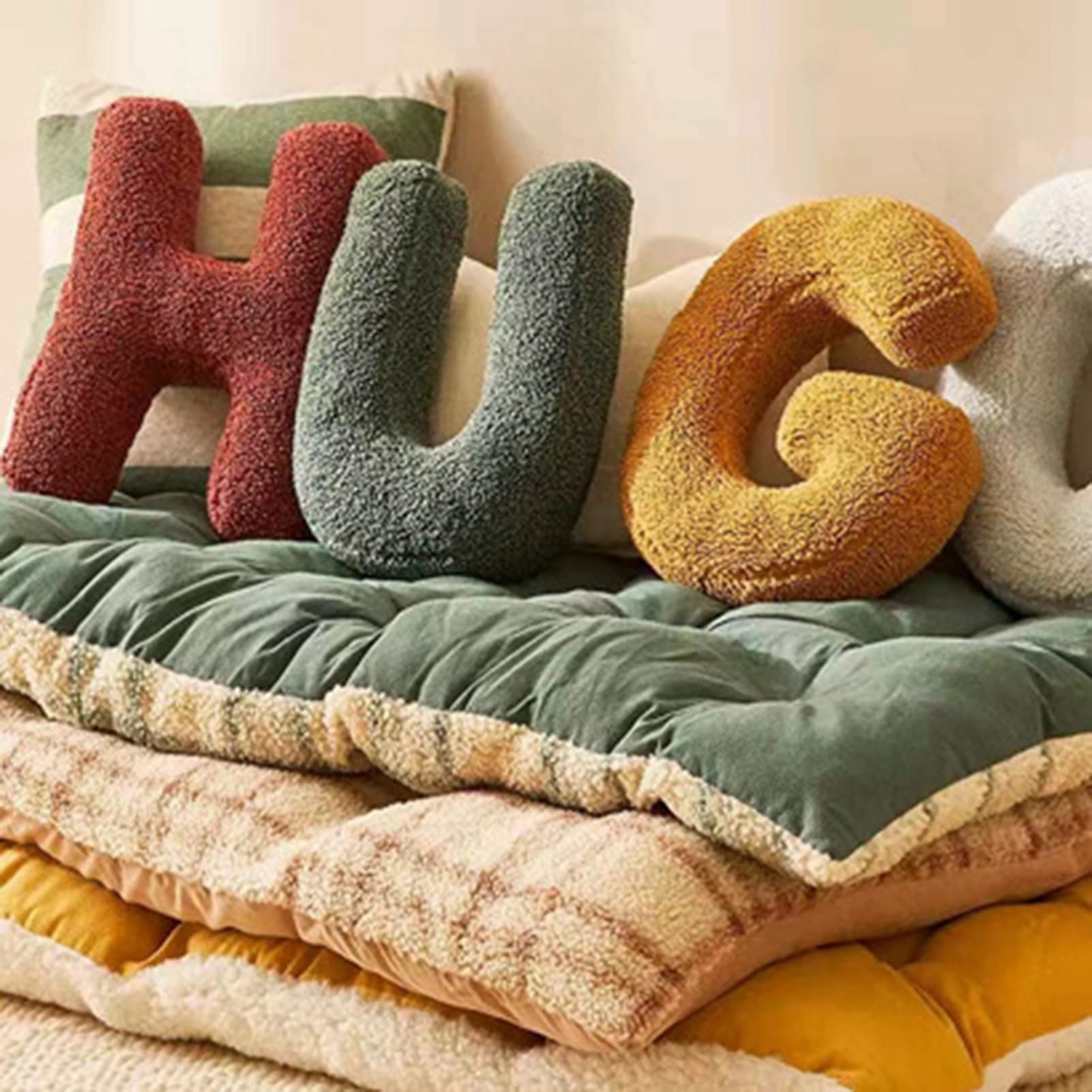 Walbest A-Z Plush Letter Pillows - Soft Nursery Decor for Kids & Couch
