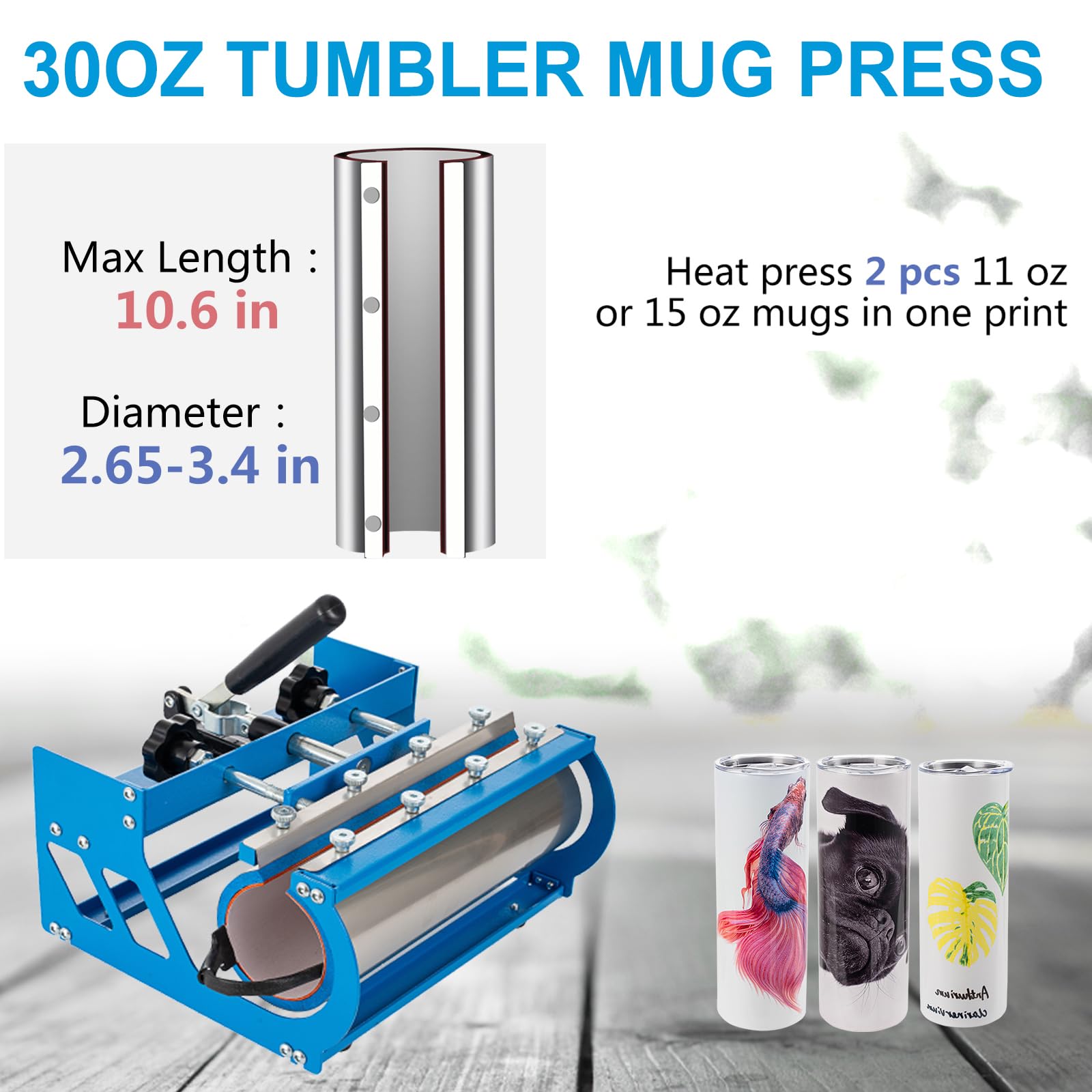 5-in-1 Heat Press Machine 15x12 Inch with 30oz Tumbler Press - Swing Away T-Shirt Press & Sublimation Combo for T-Shirts, Tumblers, Hats & Caps | Perfect for DIY Crafts, Custom Apparel & Small Business Printing