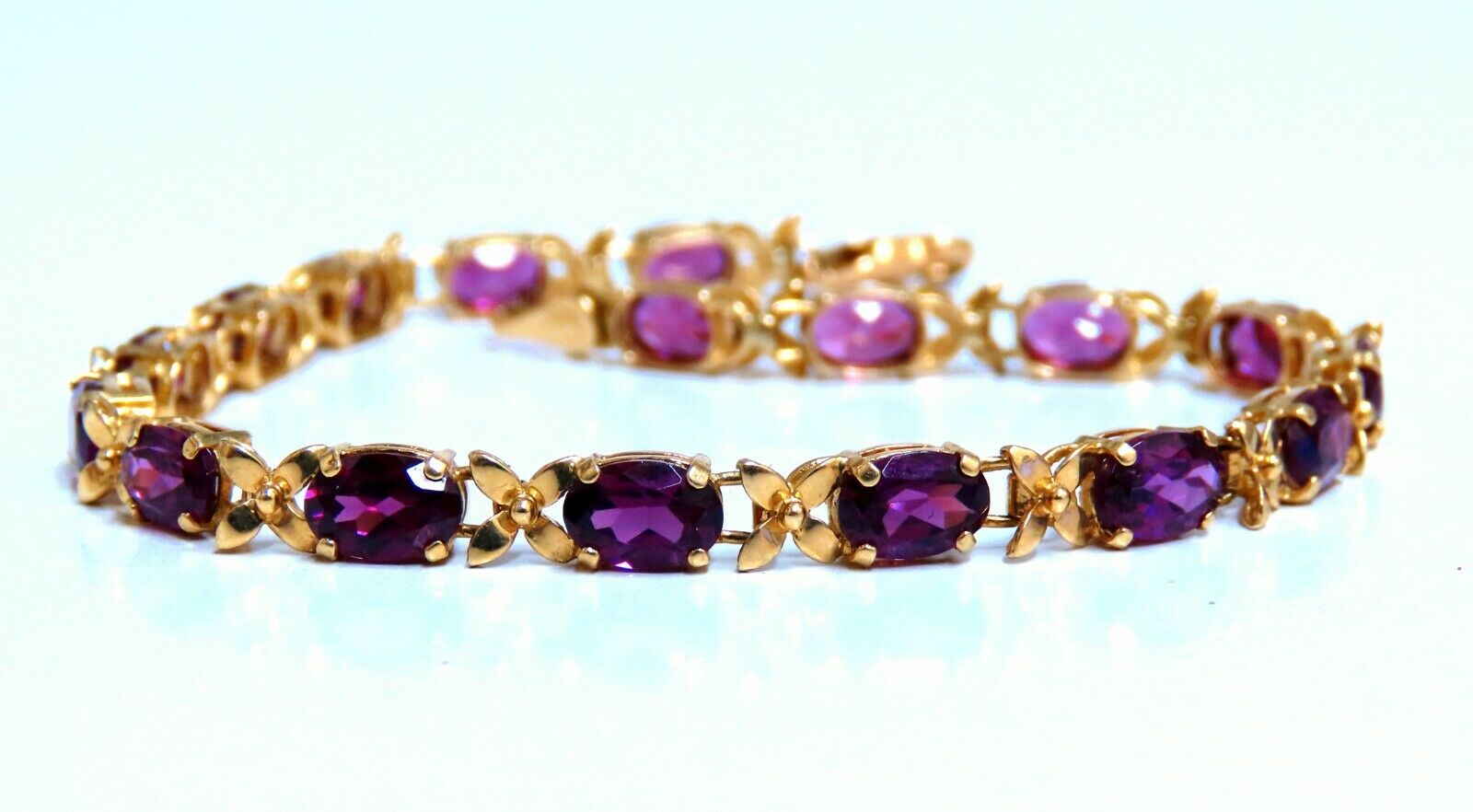 5.50ct Natural Rhodolite Garnet Bracelet in 14K Gold - Elegant Jewelry Gift for Women, Perfect for Weddings, Anniversaries & Special Occasions