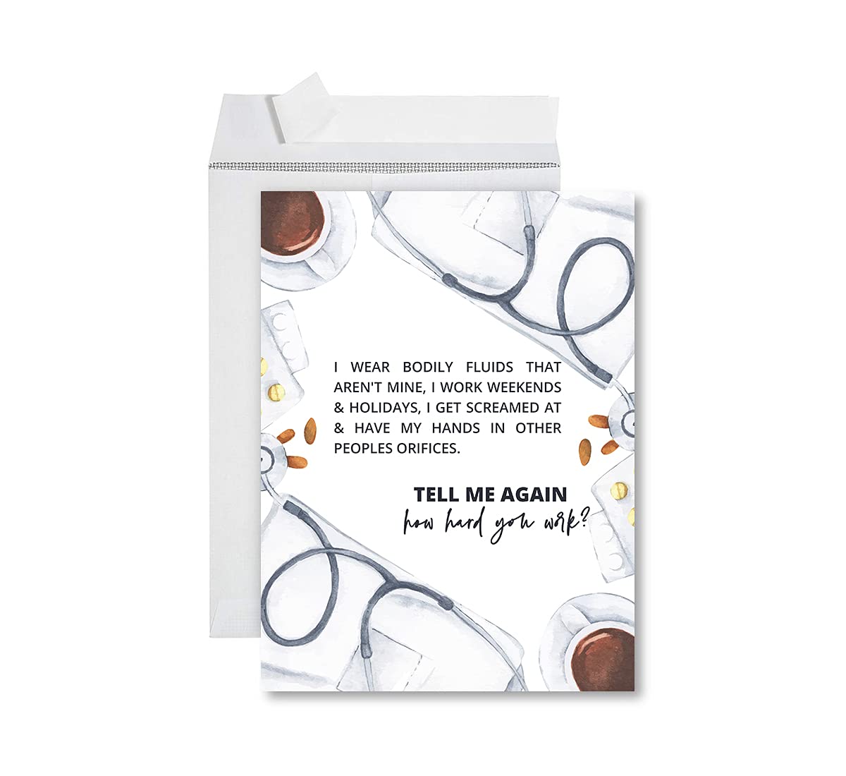Funny National Caregivers Day Jumbo Card - 8.5 x 11 Inch Blank Greeting Card with Envelope - Caregiver Appreciation Thank You Card (1-Pack) - Perfect for Nurses, Doctors & Healthcare Worker Gifts