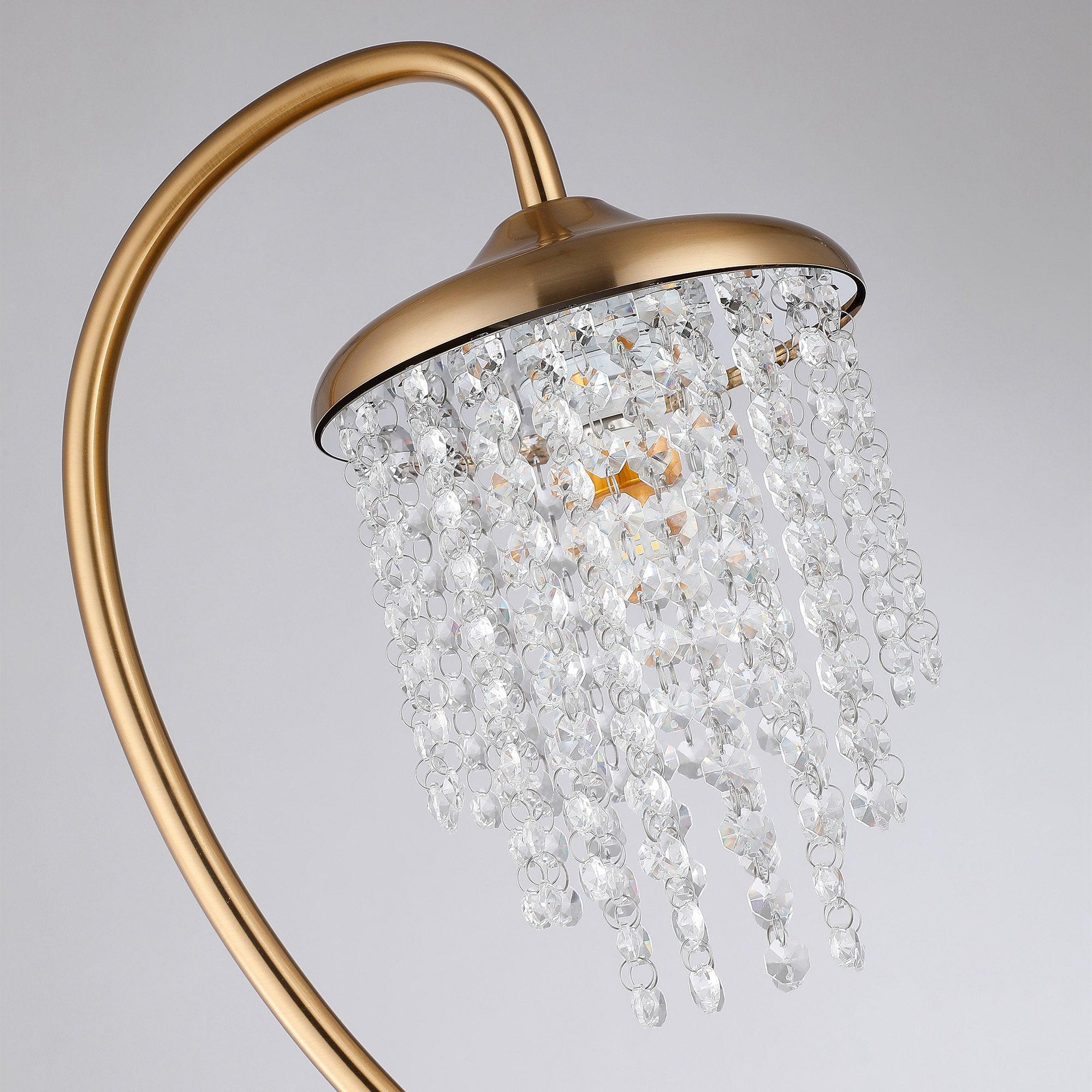 1 Light Golden Floor Lamp with Crystal Shade - Modern Elegant Standing Light for Living Room, Bedroom & Office - Perfect for Reading, Relaxing & Home Decor