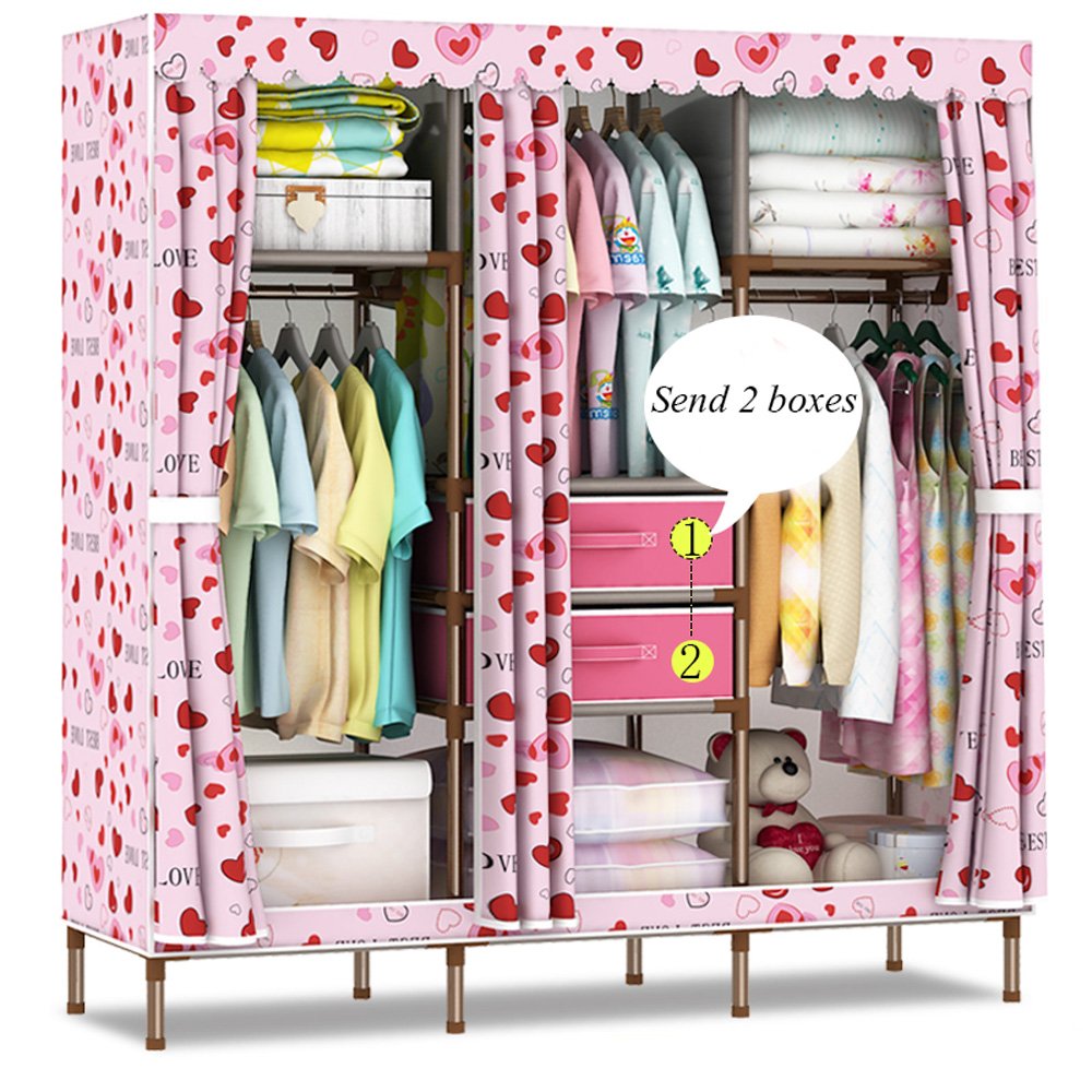 Portable Folding Wardrobe Closet Organizer with Cover - 67