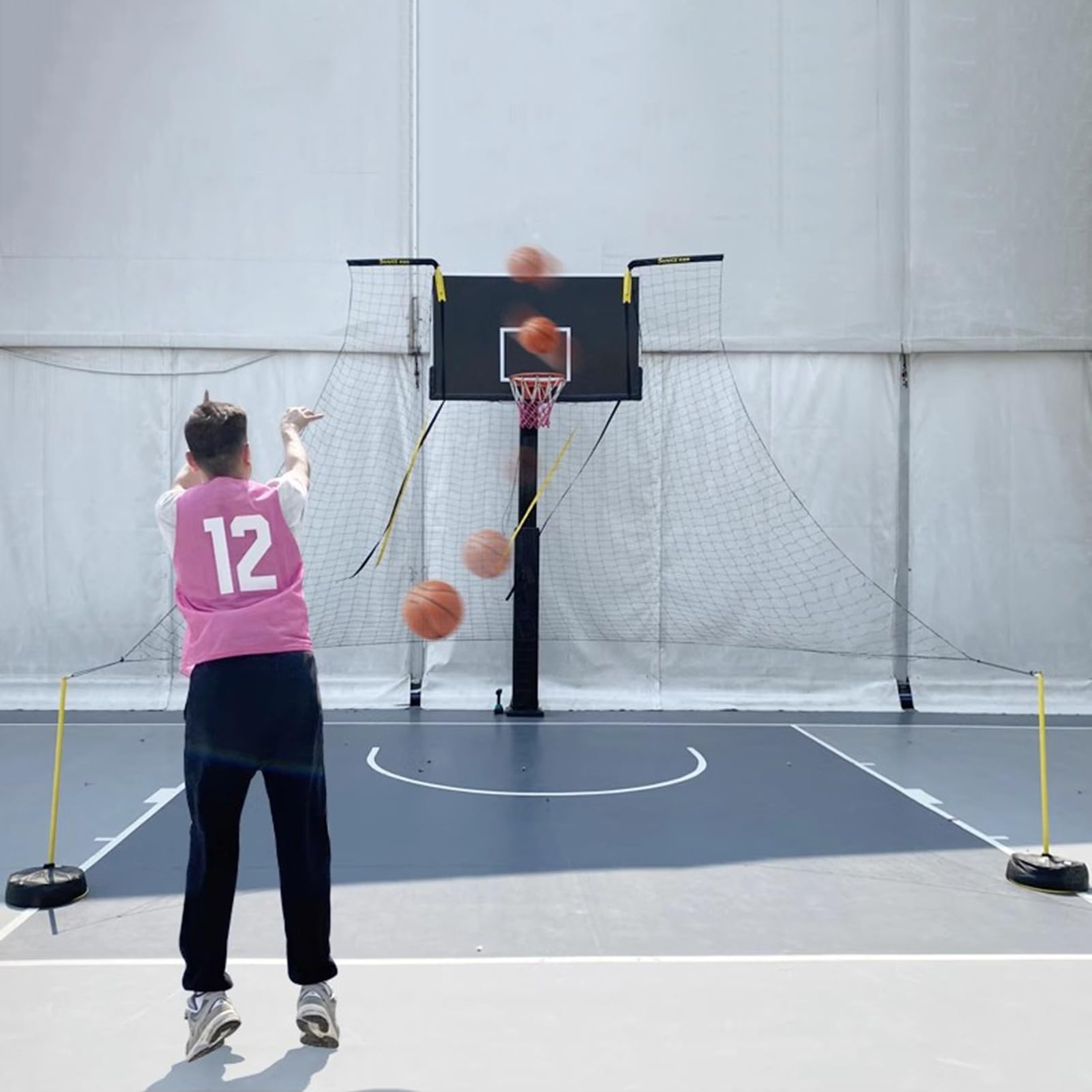 Best Basketball Rebounder Trainer - Heavy Duty Outdoor Basketball Shooting Return System for Hoop Practice | Perfect for Solo Drills, Backyard Training & Skill Development