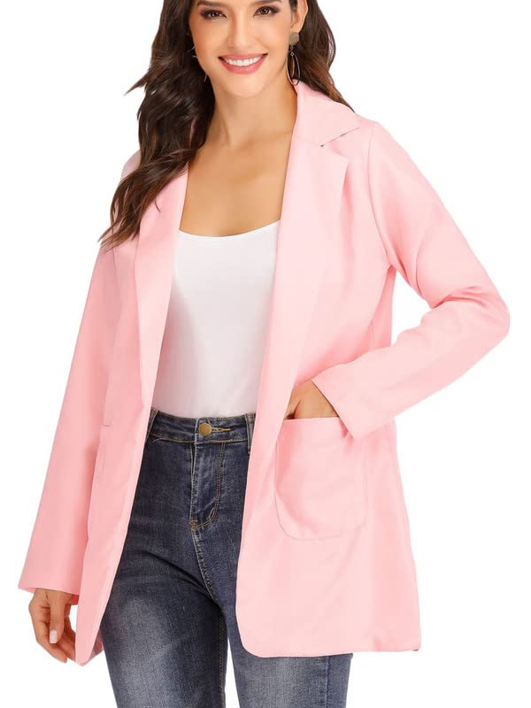 Andongnywell Women's Casual Blazer - Long Sleeve Work Jacket with Pockets (Khaki) for Office & Outwear