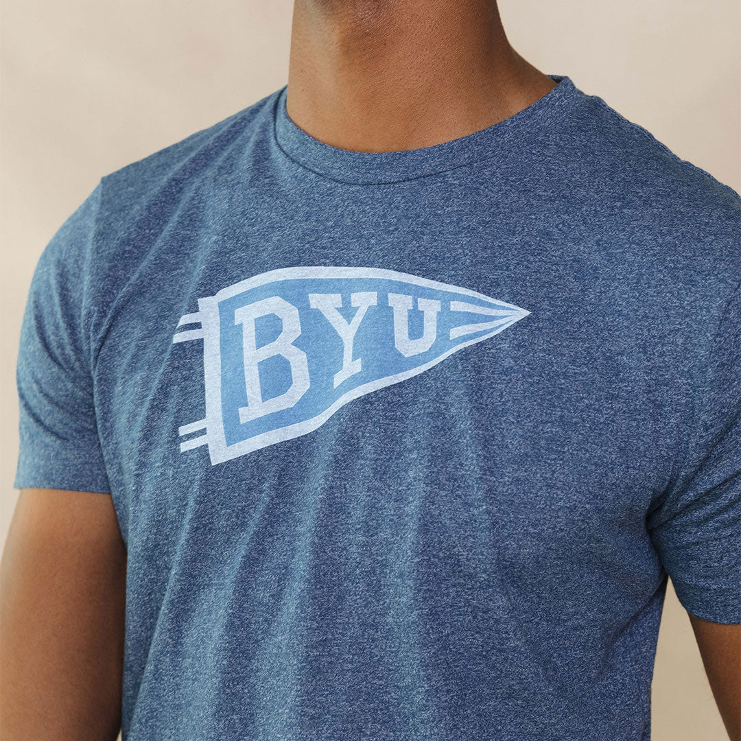 BYU Men's Classic Cotton T-Shirt - Navy Blue, Comfortable & Breathable for Casual Wear, School Spirit, and Everyday Outfits