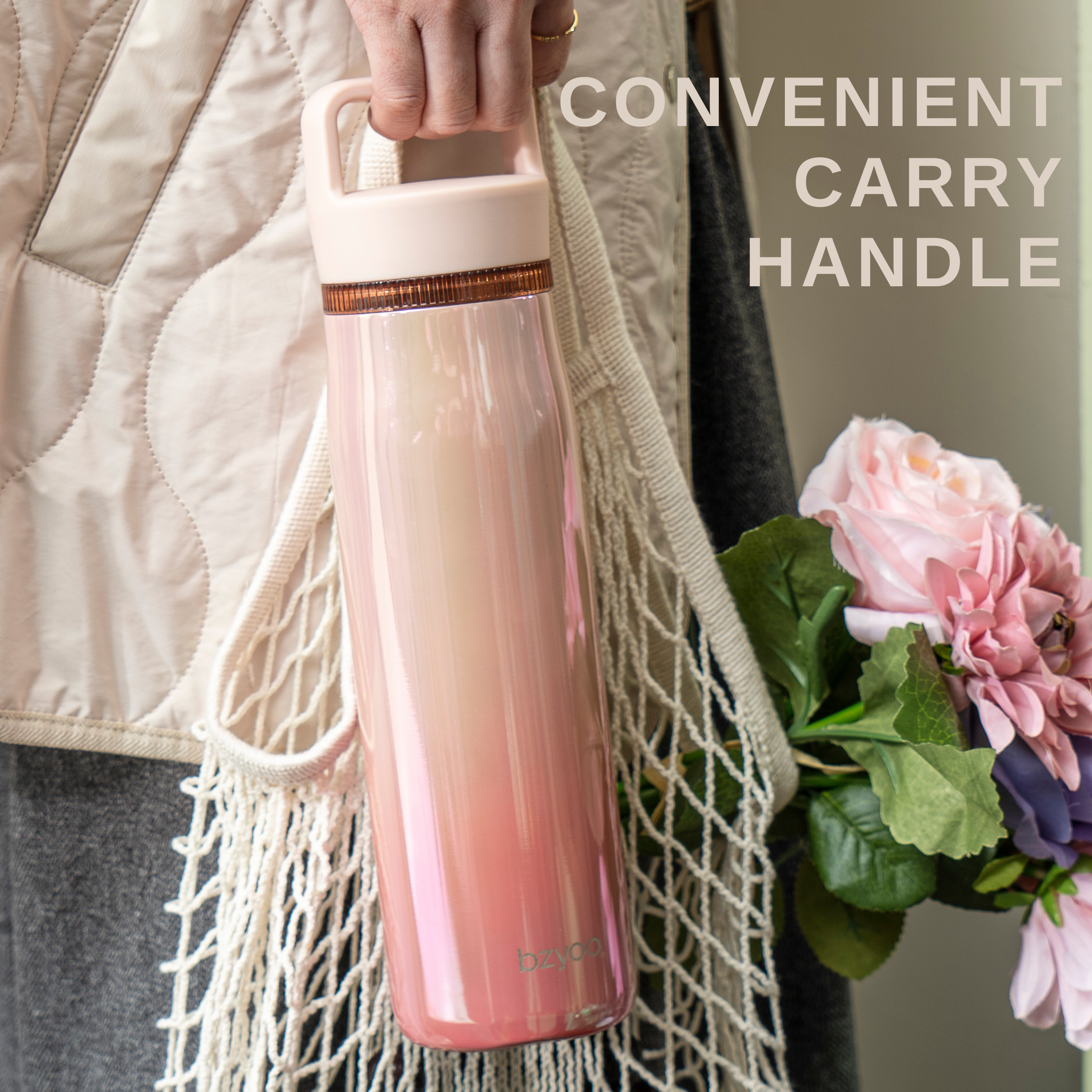 24oz Insulated Water Bottle with Clear Chug Lid - Aurora Iridescent Pink | Leakproof Stainless Steel Vacuum Flask for Gym, Hiking & Outdoor Activities
