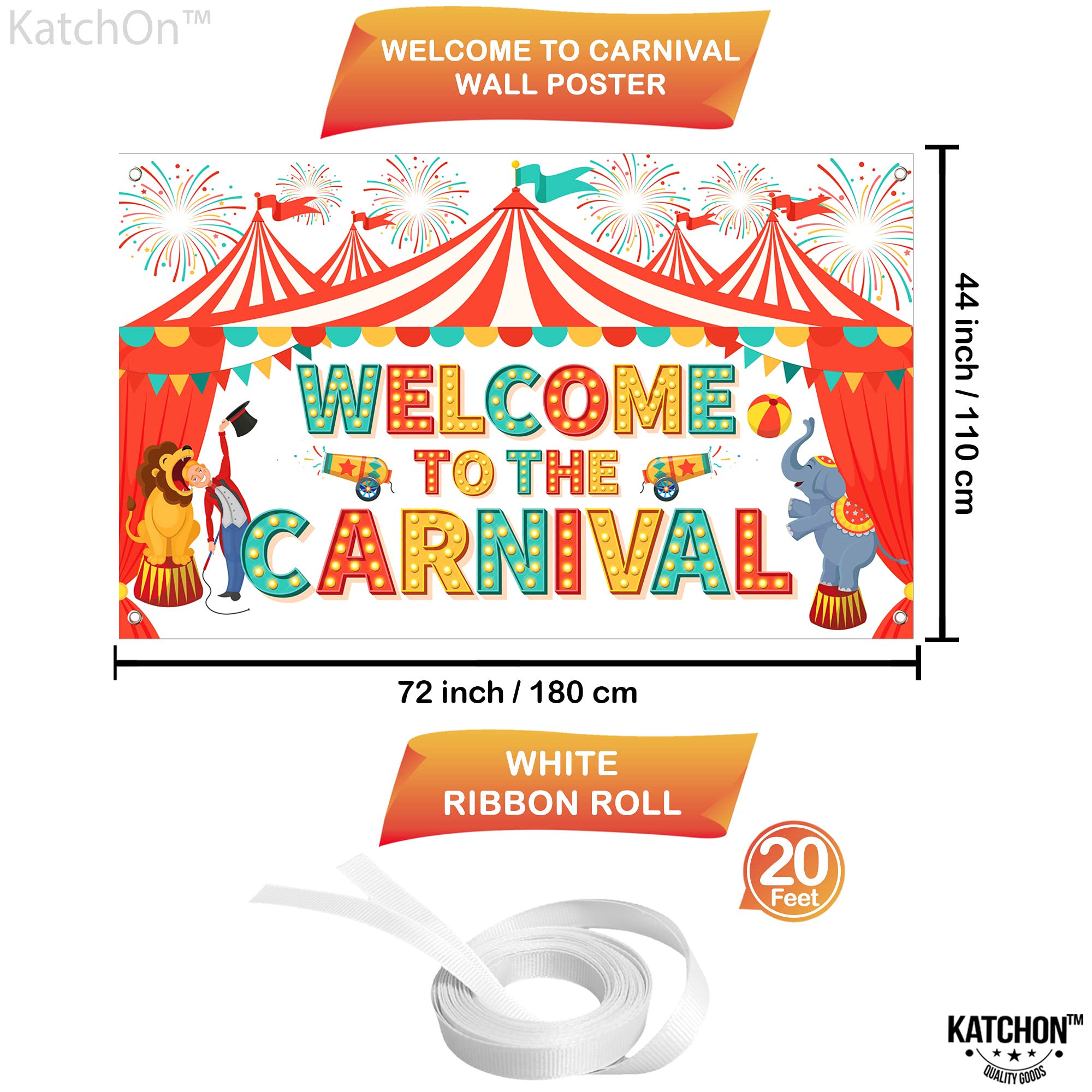 KatchOn Carnival Banner 72x44 Inch - Party Decor & Backdrop for Events
