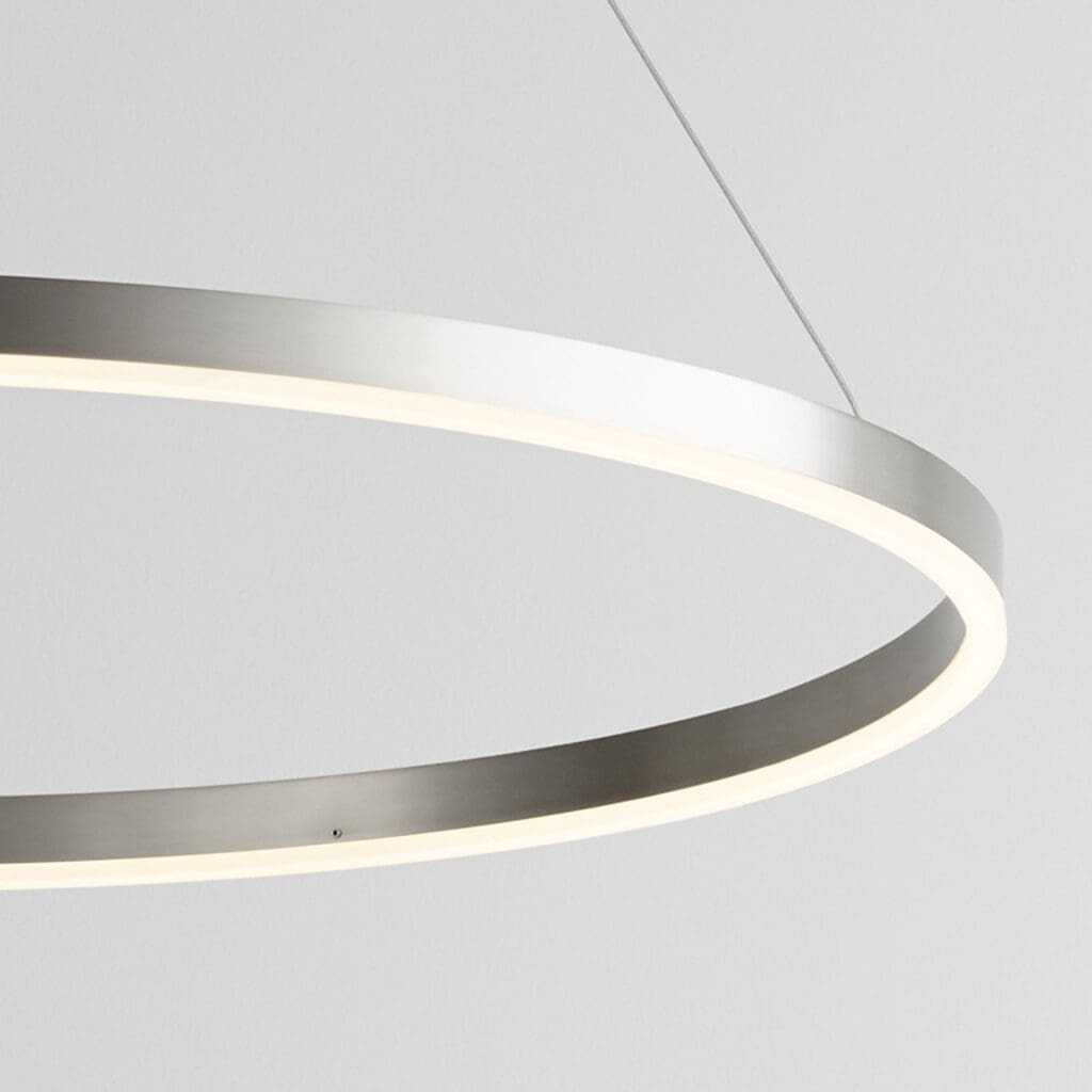 Oxygen Circulo 3 65 24 Pendant Light - 32 Inch Modern LED Ring Chandelier in Satin Nickel Finish - Perfect for Dining Room, Kitchen Island, and Contemporary Home Decor