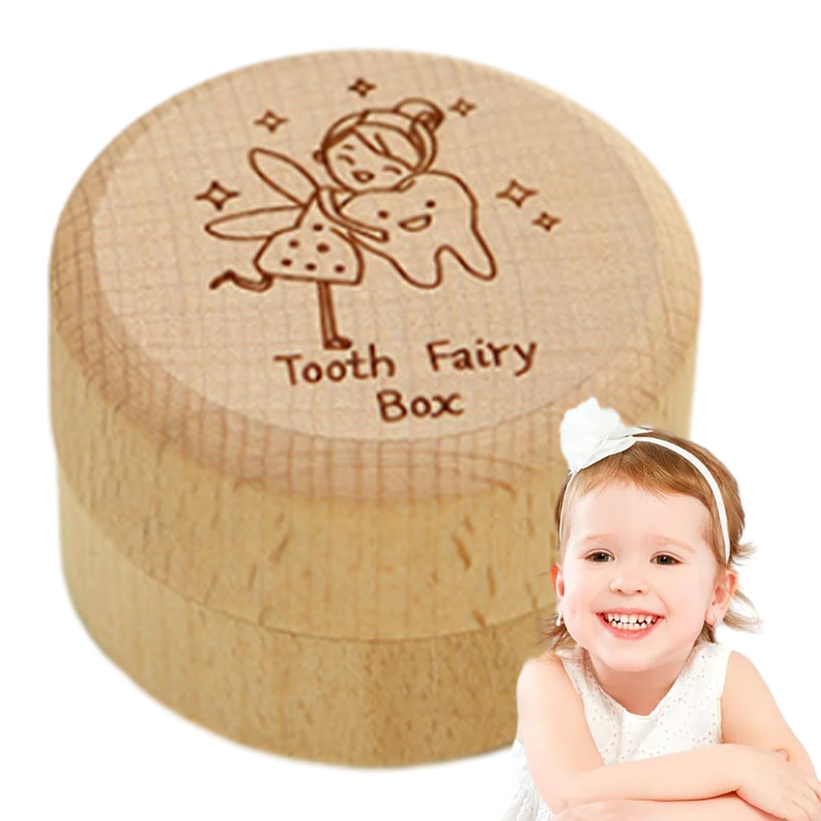 Wooden Baby Tooth Keepsake Box - First Tooth Memory Box for Boys & Girls, Fairy Tooth Holder, Unique Baby Shower & Birthday Gift - Perfect for Nursery Decor & Childhood Milestone Preservation