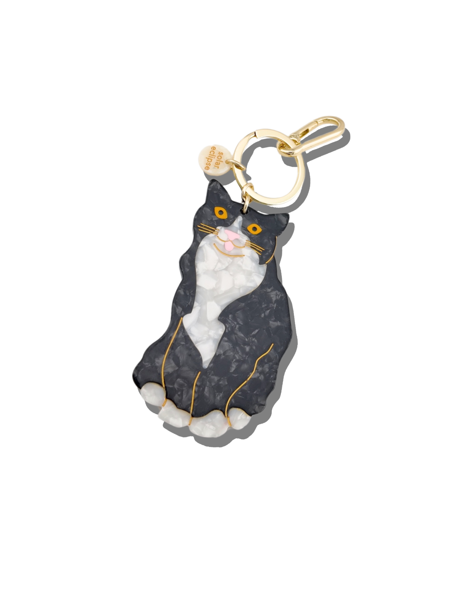 Hand Painted Tuxedo Cat Bag Charm & Keychain - Cute Cat Lover Gift for Purse, Backpack, Keys - Perfect for Cat Enthusiasts & Fashion Accessories