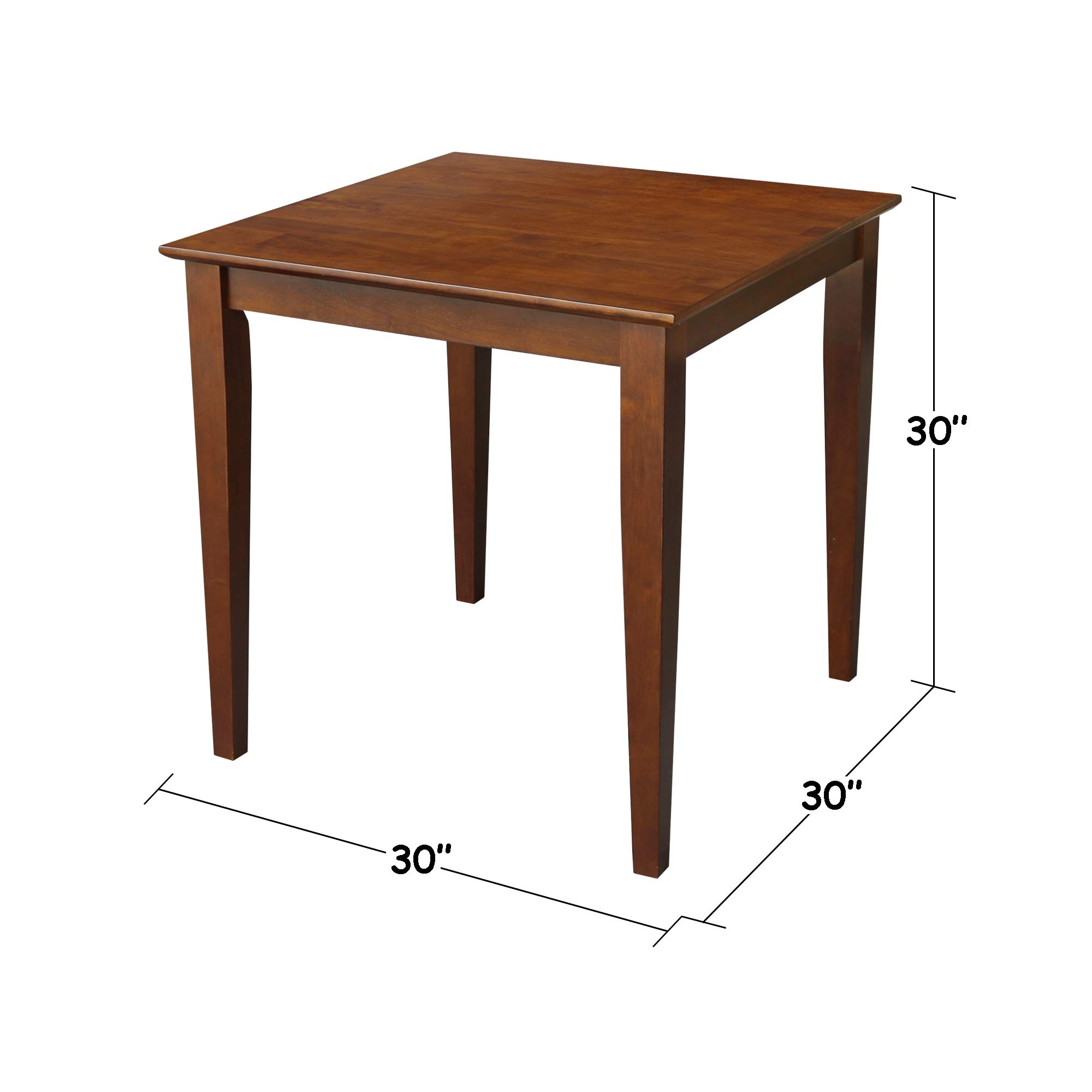 IC International Concepts Solid Wood Espresso Shaker Leg Dining Table, 30