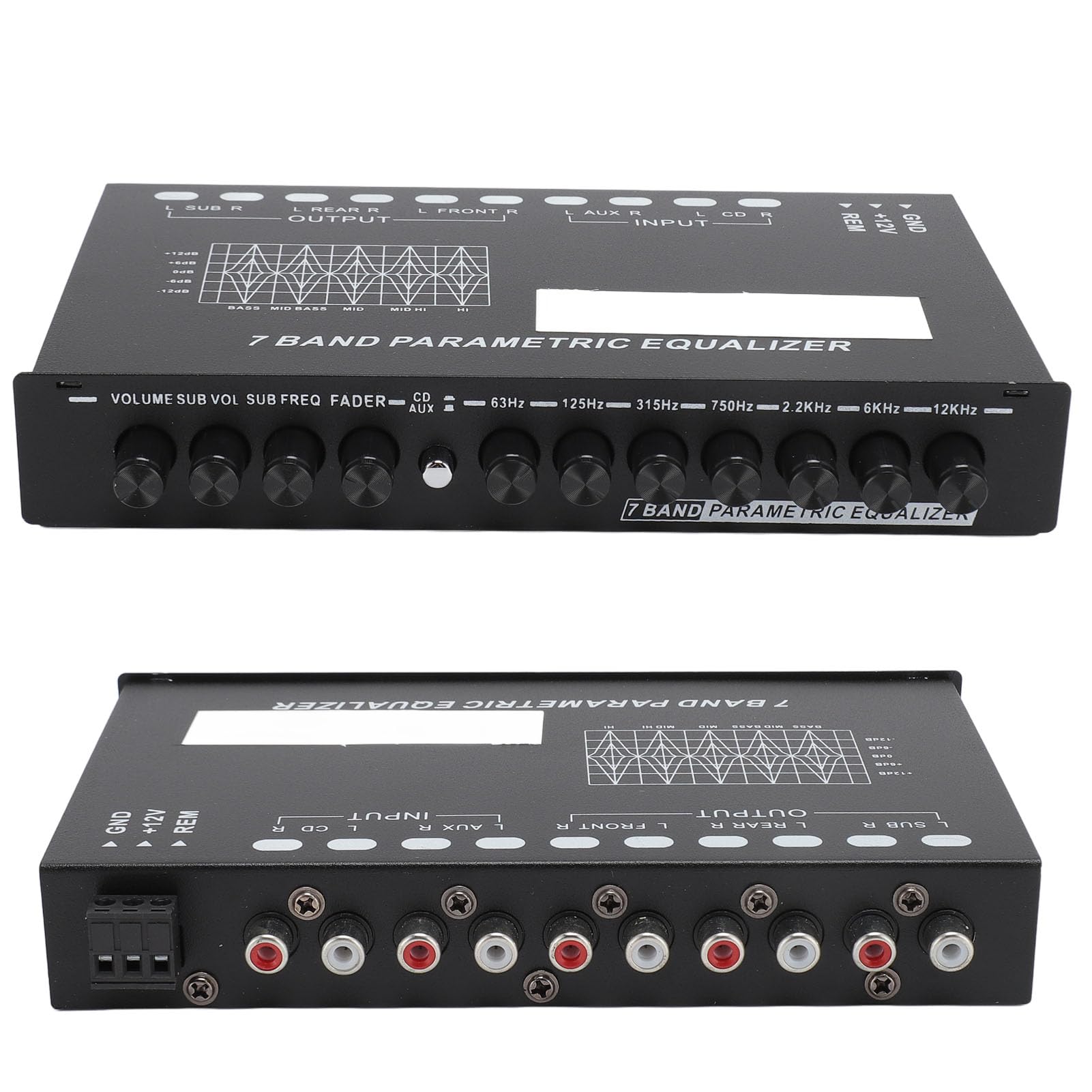 MOUMOUTEN 7-Band Car Audio Equalizer with CD/AUX Input - Adjustable Graphic Sound Equalizer for Front, Rear & Subwoofer Output - Perfect for Cars, Boats, RVs & Home Stereo Systems