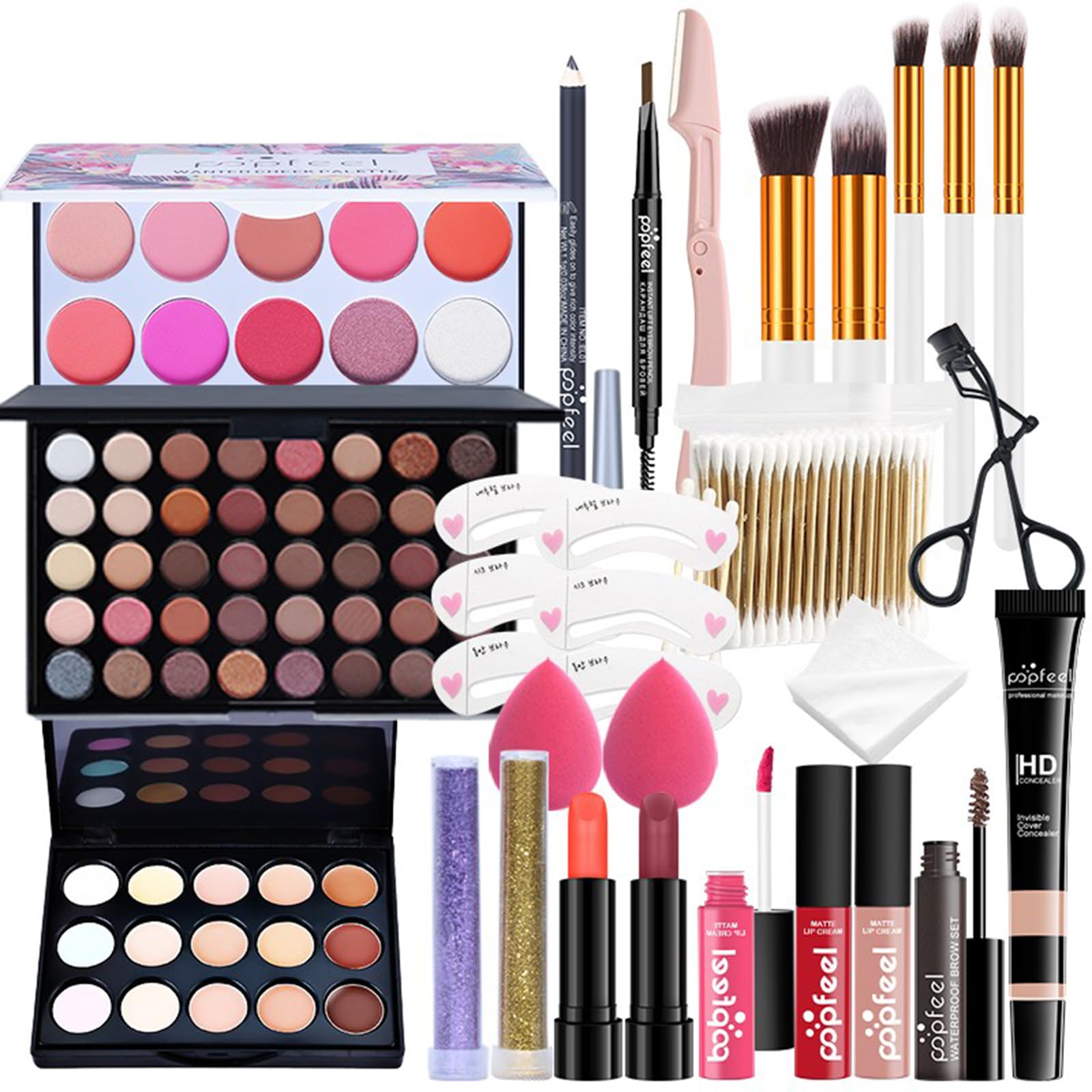 FantasyDay Complete Makeup Kit - Christmas Makeup Gift Set with Eyeshadow, Lipstick, Brushes, Contour Stick, Concealer, Mascara, Blush, Powder | Perfect for Holiday Gifting, Birthday Presents & Professional Makeup Artists