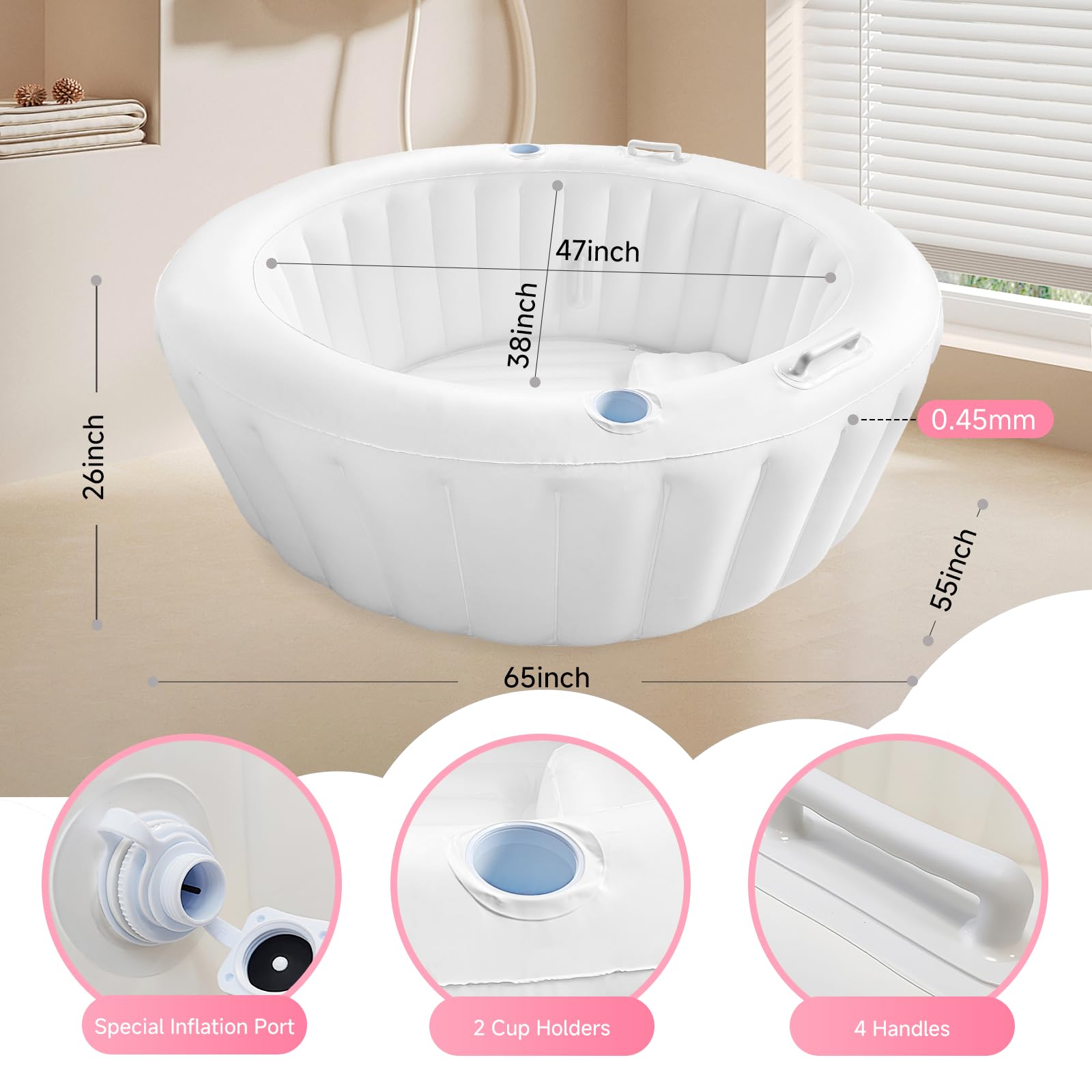 Premium Creamy Marshmallow Birth Pool - Quick Inflation Home Birthing Tub for Relaxation & Water Birth | Multi-Functional for Labor, Hydrotherapy & Kids Swimming | Portable & Comfortable Maternity Pool for Natural Birth at Home