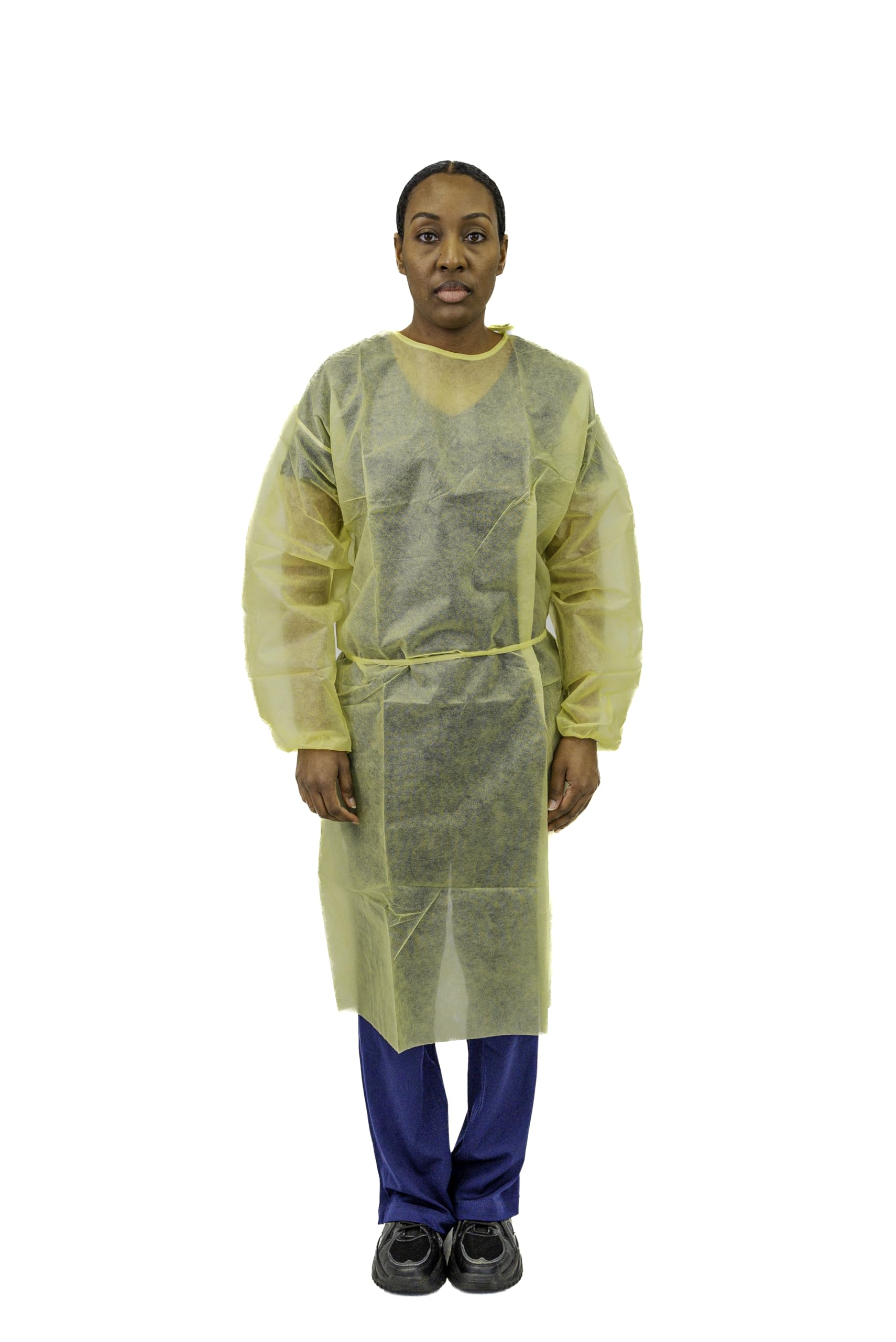 Lakeland Disposable Isolation Gown - Lightweight & Durable with Serged Seams, Neck & Waist Ties for Full Coverage - White (100 Pack, Sizes SM-LG) - Ideal for Medical, Dental, Lab & Healthcare Professionals
