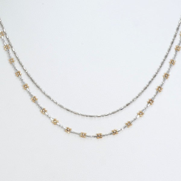 18K Yellow Gold and White Gold Necklace for Women - Elegant Layering Jewelry for Everyday Wear, Gift Giving & Special Occasions